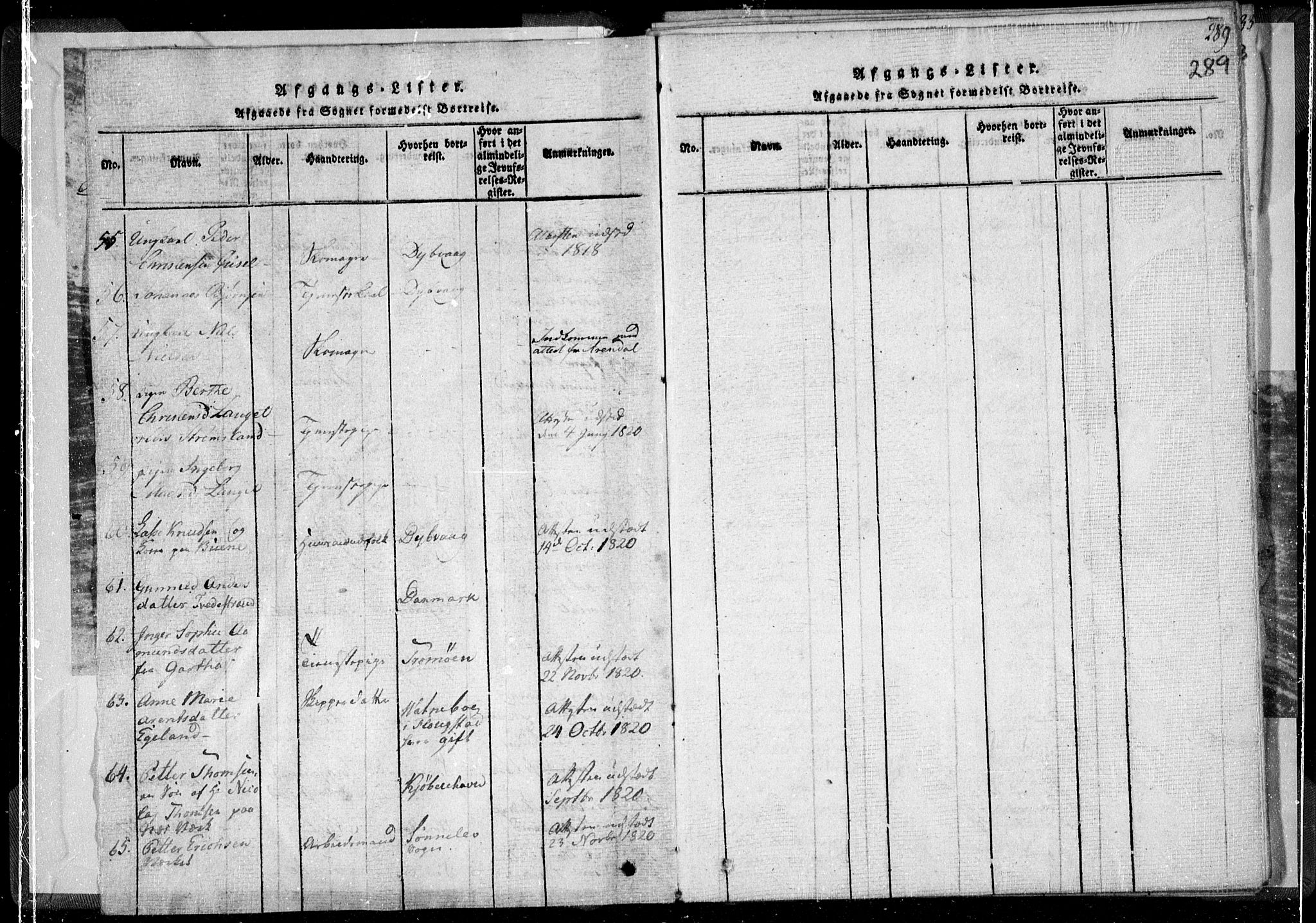 Holt sokneprestkontor, AV/SAK-1111-0021/F/Fa/L0005: Parish register (official) no. A 5, 1813-1821, p. 289