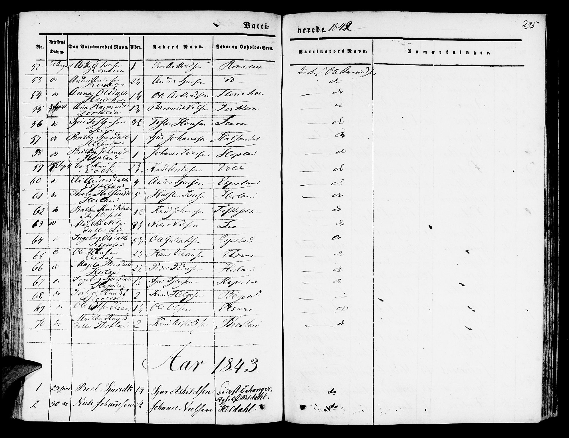 Hosanger sokneprestembete, SAB/A-75801/H/Haa: Parish register (official) no. A 7, 1835-1848, p. 295