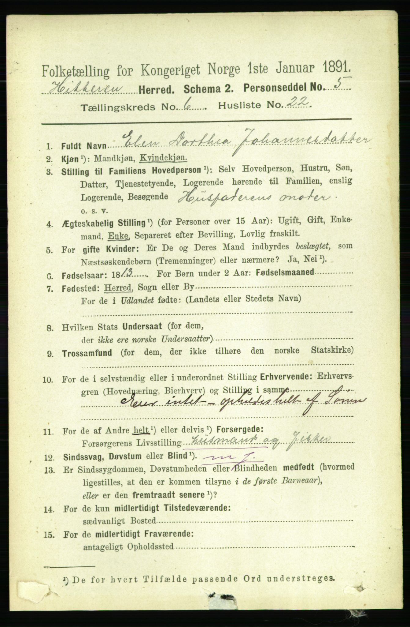 RA, 1891 census for 1617 Hitra, 1891, p. 1211