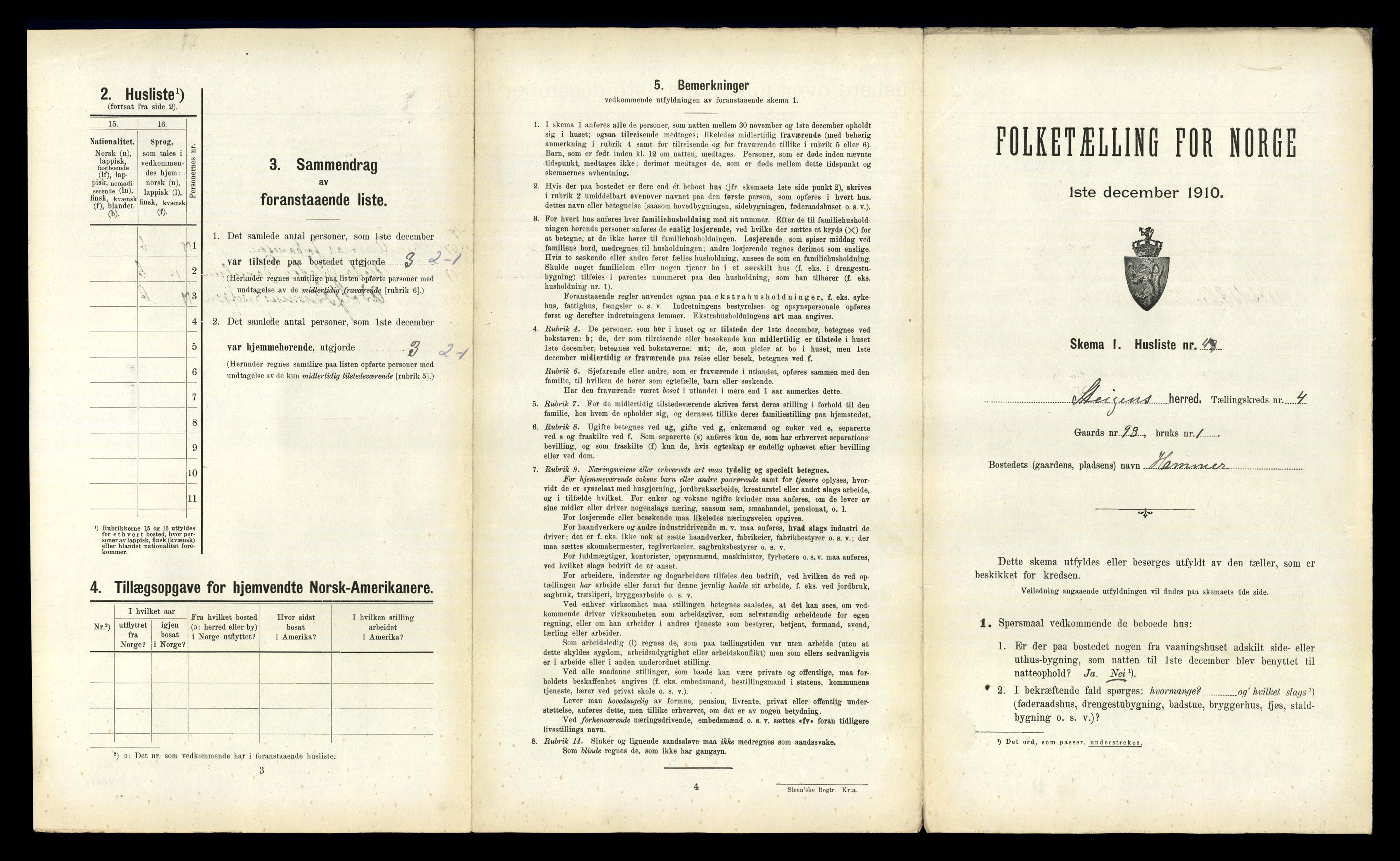 RA, 1910 census for Steigen, 1910, p. 347