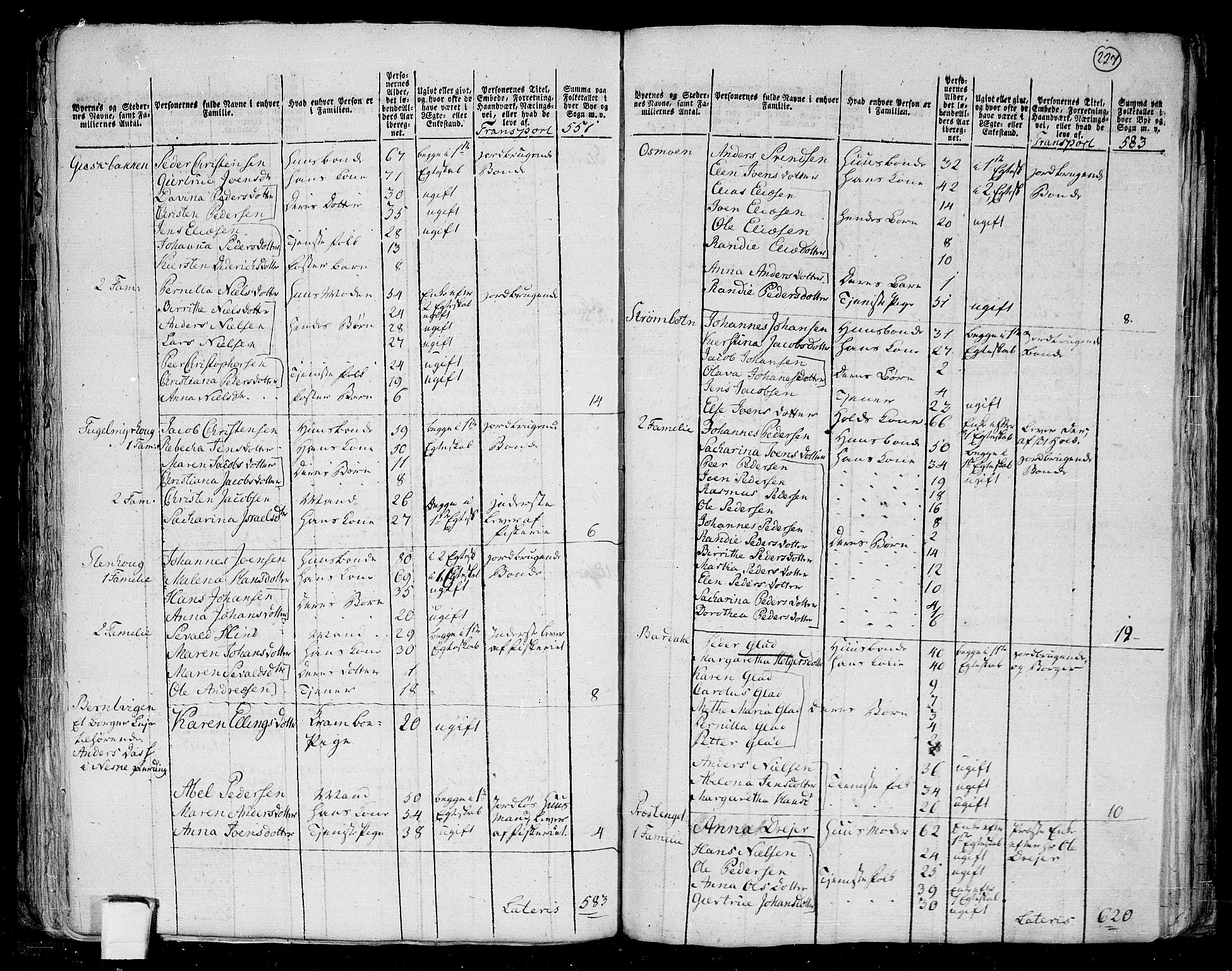 RA, 1801 census for 1833P Rana, 1801, p. 226b-227a