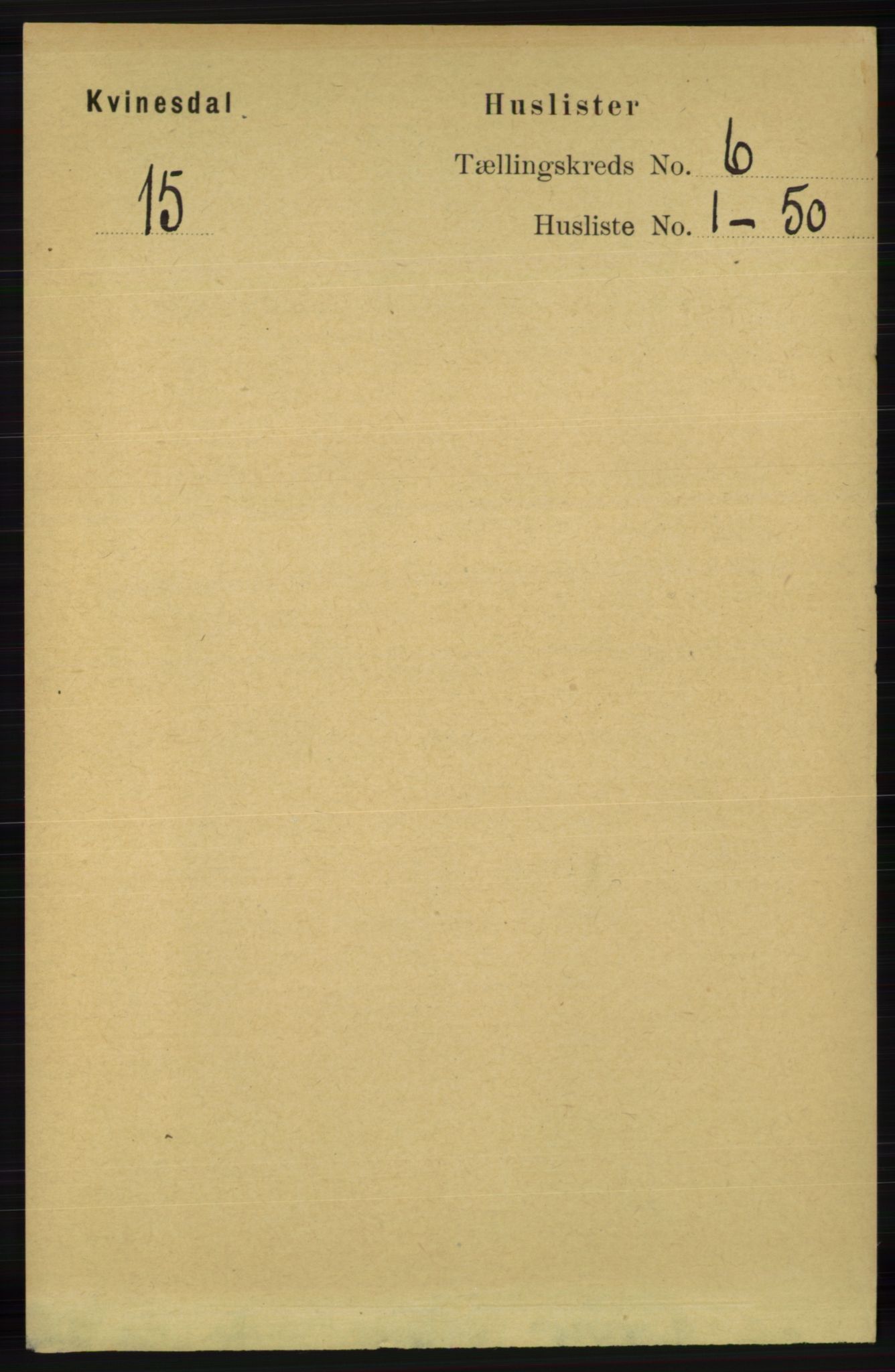 RA, 1891 census for 1037 Kvinesdal, 1891, p. 2049