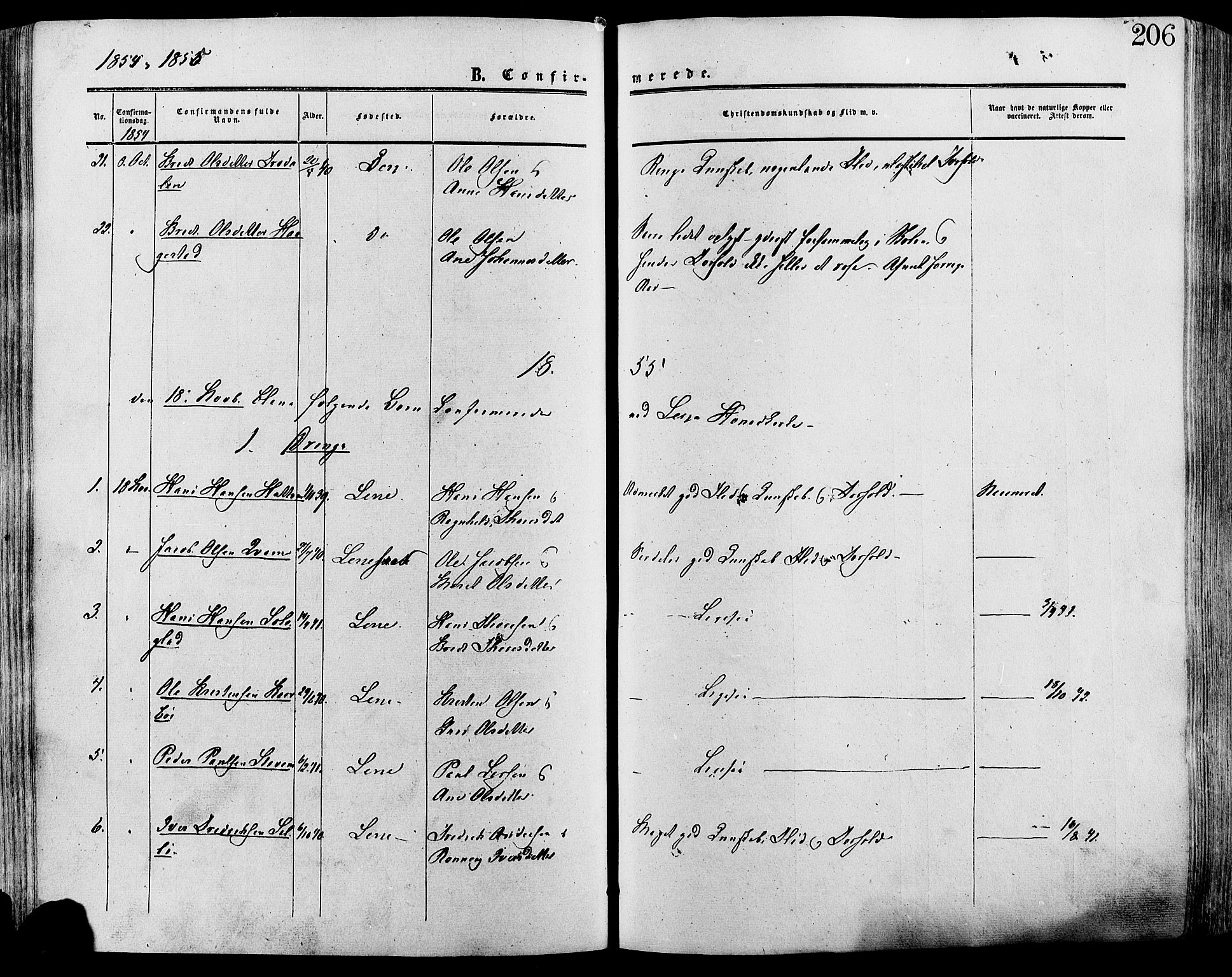 Lesja prestekontor, SAH/PREST-068/H/Ha/Haa/L0008: Parish register (official) no. 8, 1854-1880, p. 206