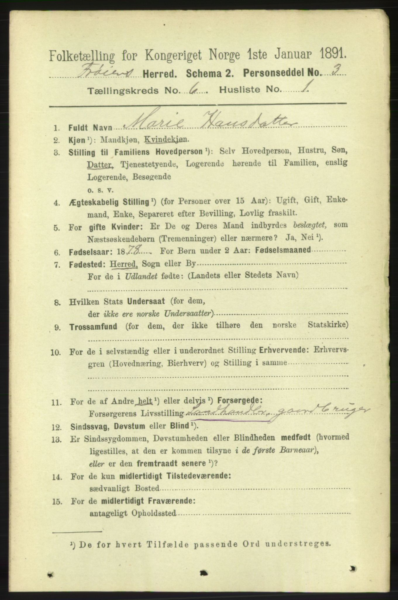 RA, 1891 census for 1619 Frøya, 1891, p. 4177