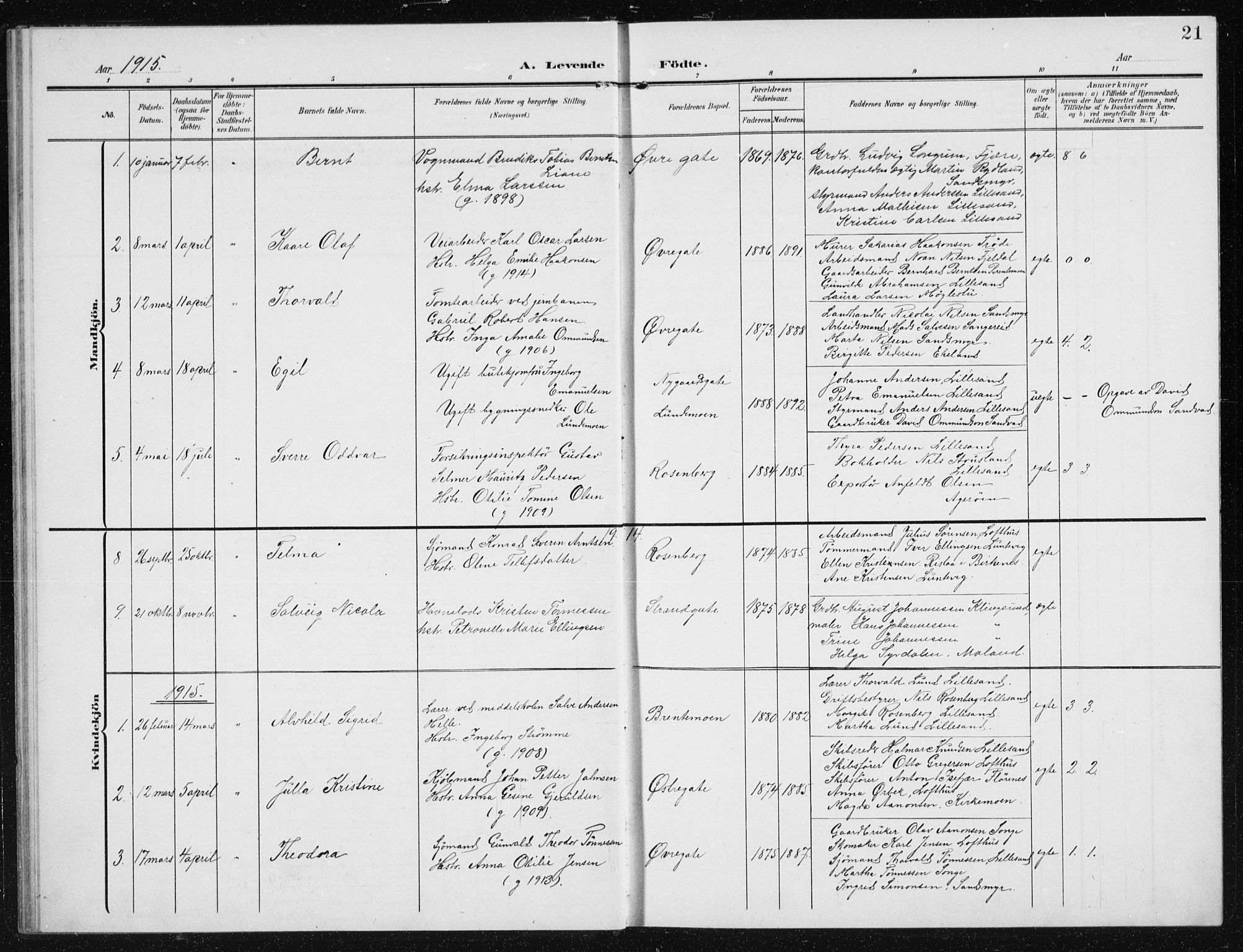 Vestre Moland sokneprestkontor, AV/SAK-1111-0046/F/Fb/Fba/L0002: Parish register (copy) no. B 2, 1904-1934, p. 21