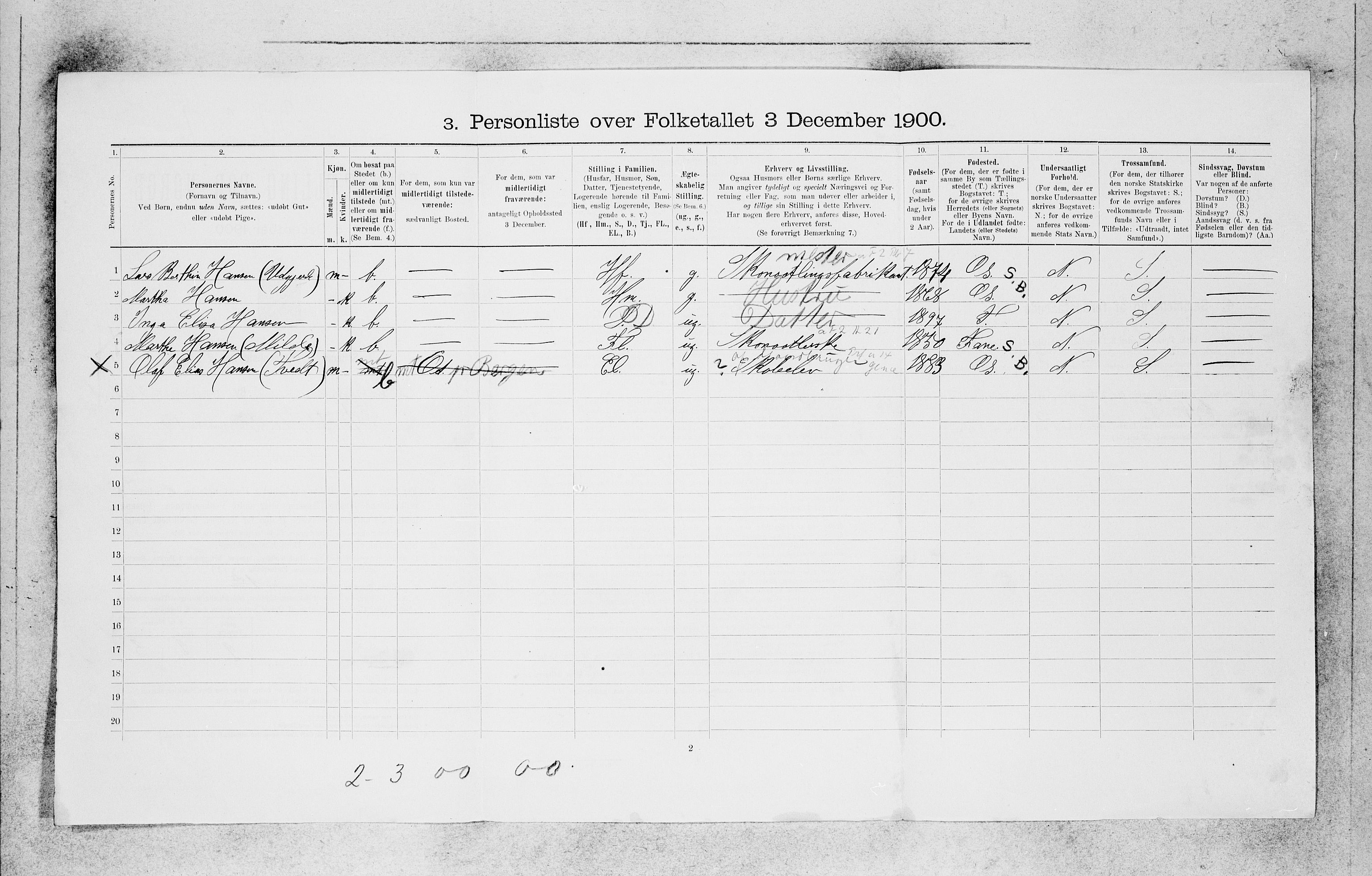 SAB, 1900 census for Bergen, 1900, p. 21490