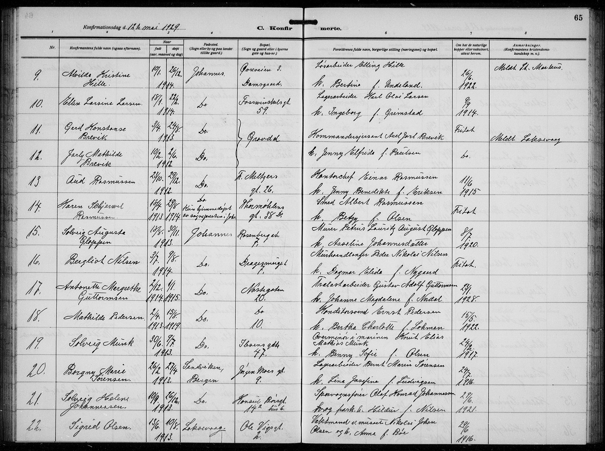 Johanneskirken sokneprestembete, AV/SAB-A-76001/H/Hab: Parish register (copy) no. B  3, 1925-1935, p. 64b-65a