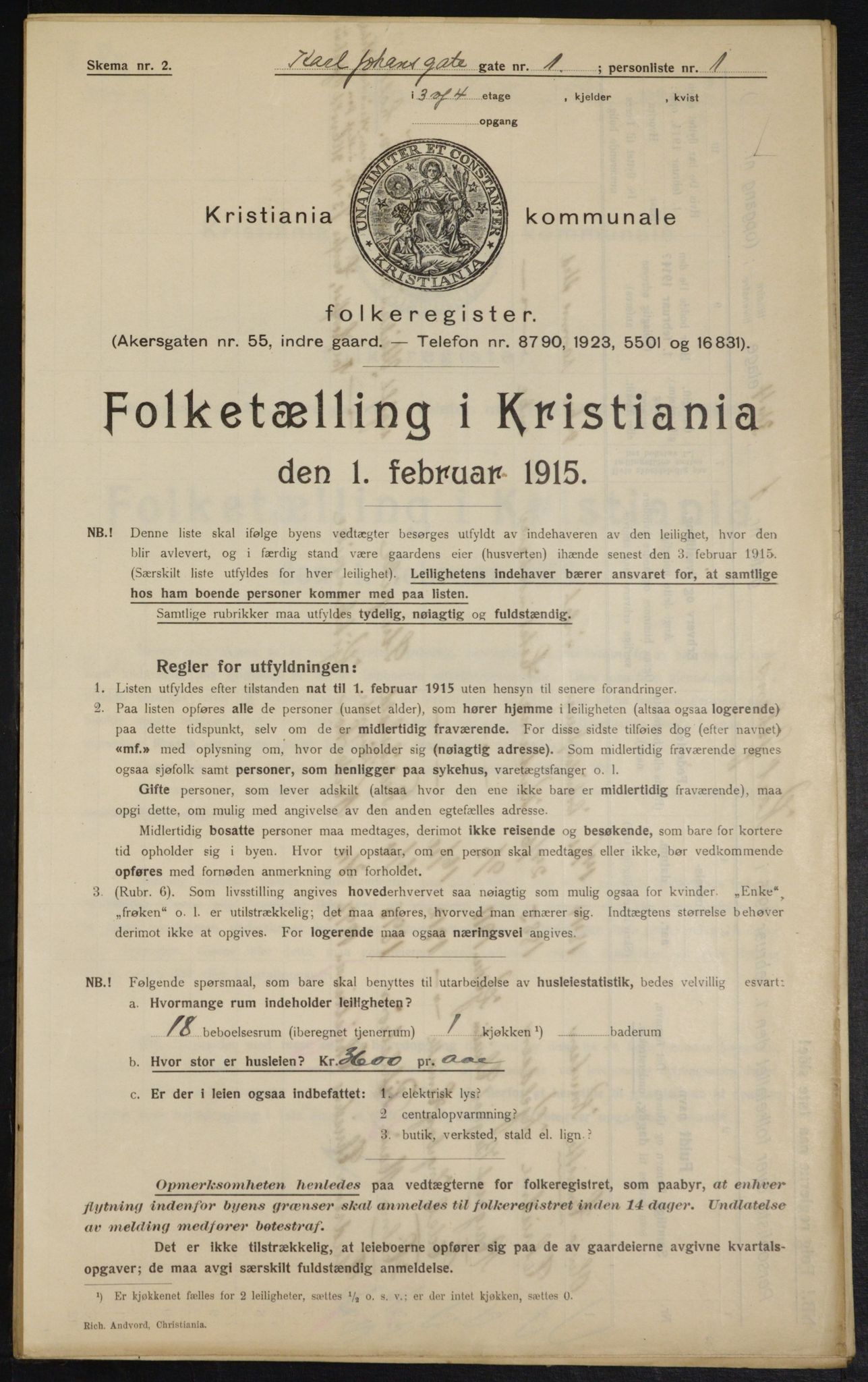 OBA, Municipal Census 1915 for Kristiania, 1915, p. 48187