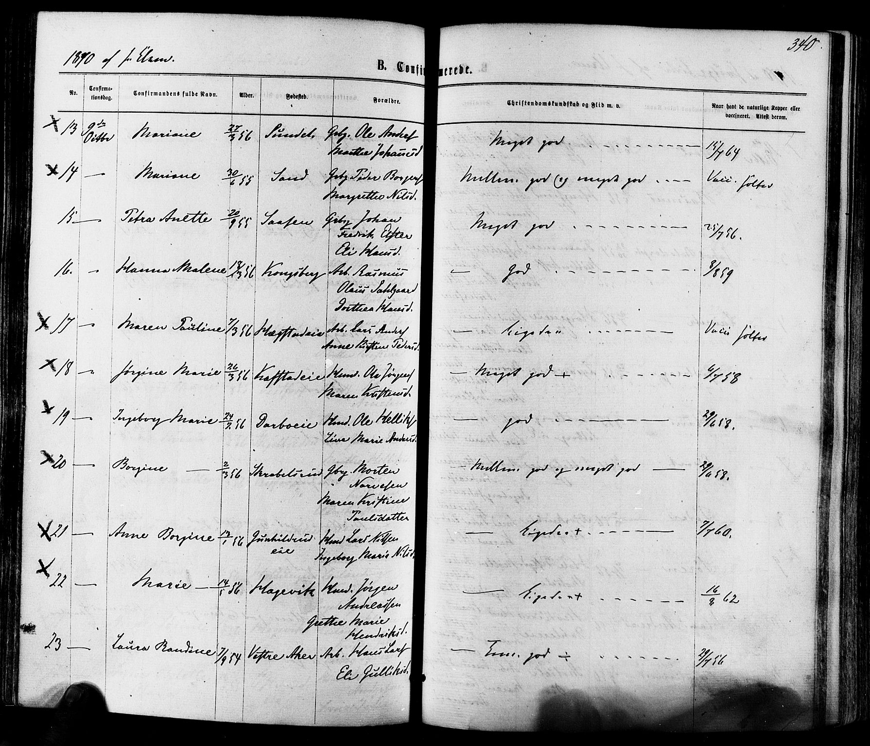 Eiker kirkebøker, AV/SAKO-A-4/F/Fa/L0017: Parish register (official) no. I 17, 1869-1877, p. 340