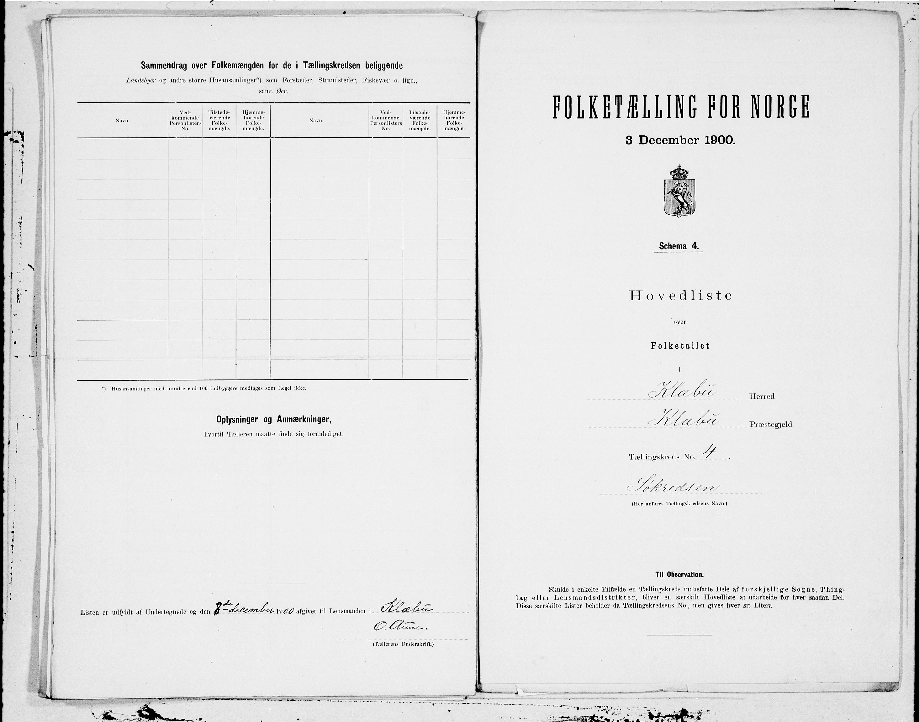 SAT, 1900 census for Klæbu, 1900, p. 10