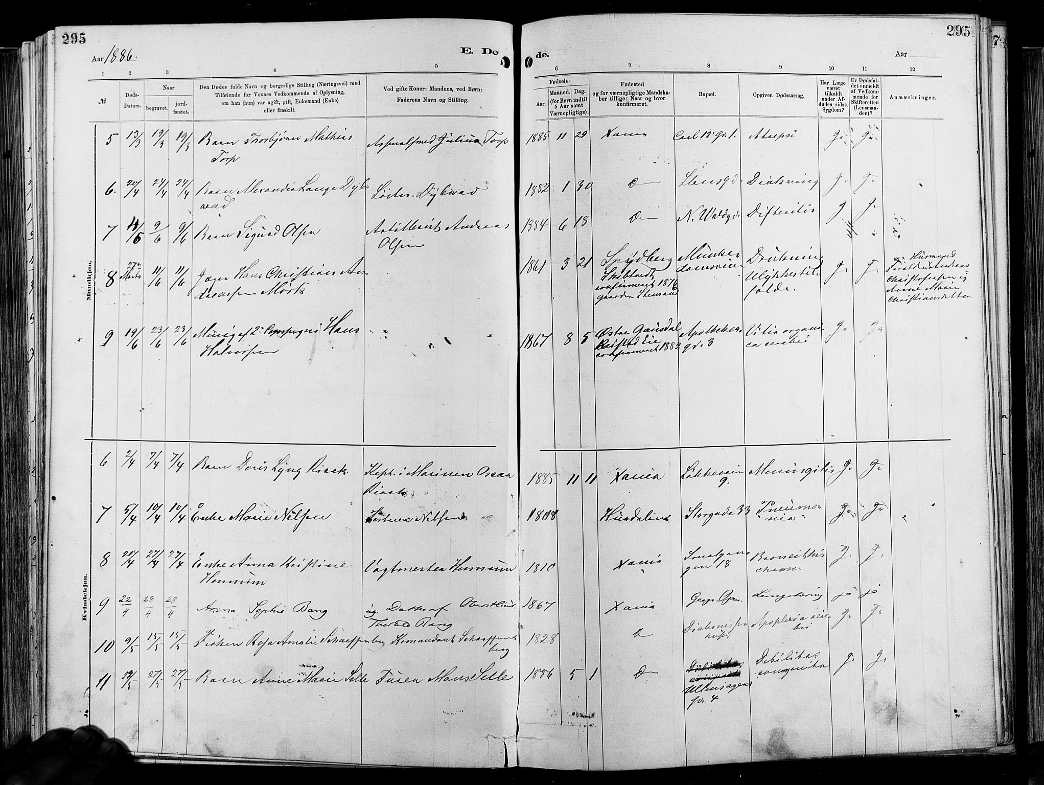 Garnisonsmenigheten Kirkebøker, AV/SAO-A-10846/F/Fa/L0012: Parish register (official) no. 12, 1880-1893, p. 295