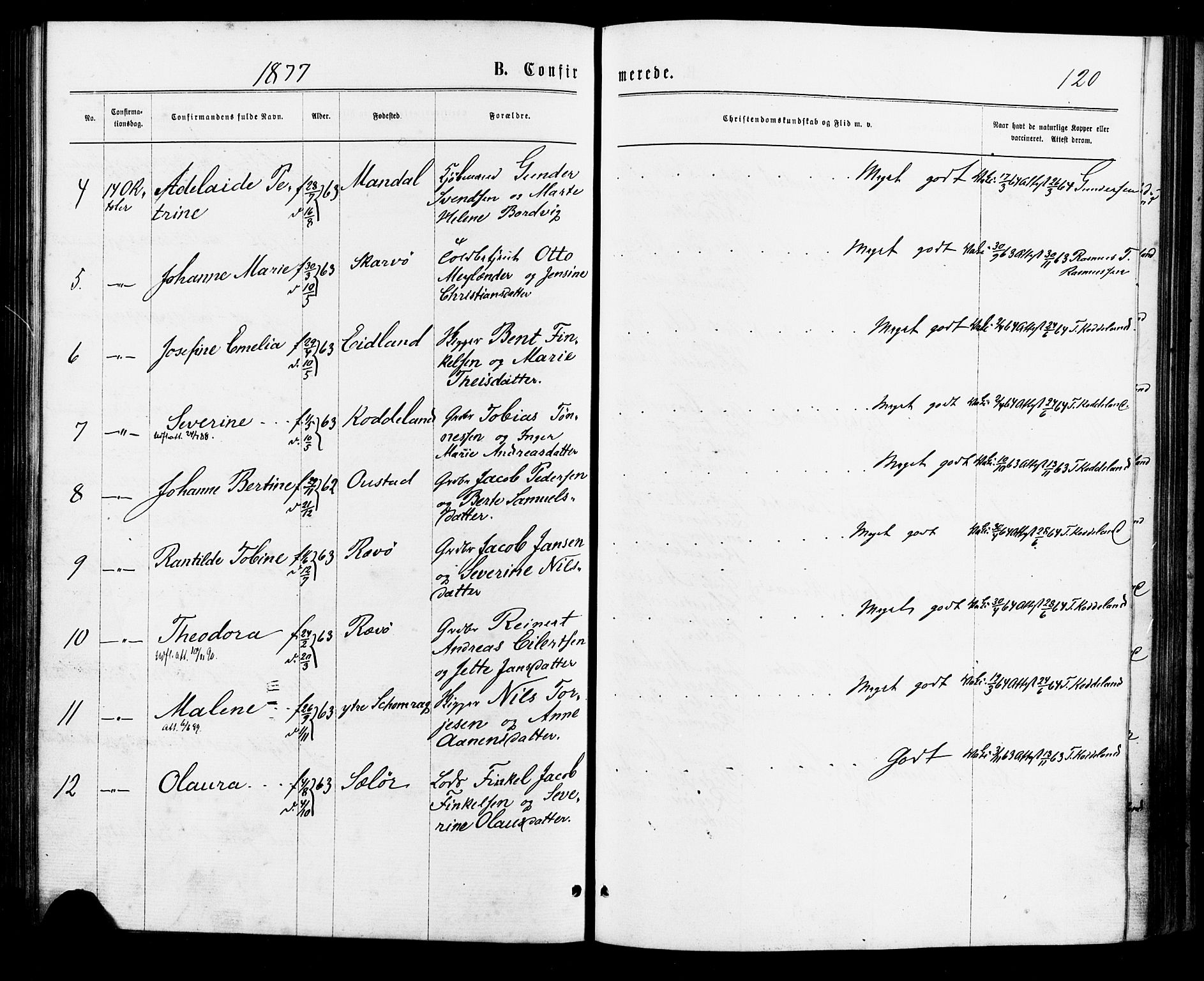 Lyngdal sokneprestkontor, AV/SAK-1111-0029/F/Fa/Faa/L0003: Parish register (official) no. A 3, 1871-1882, p. 120