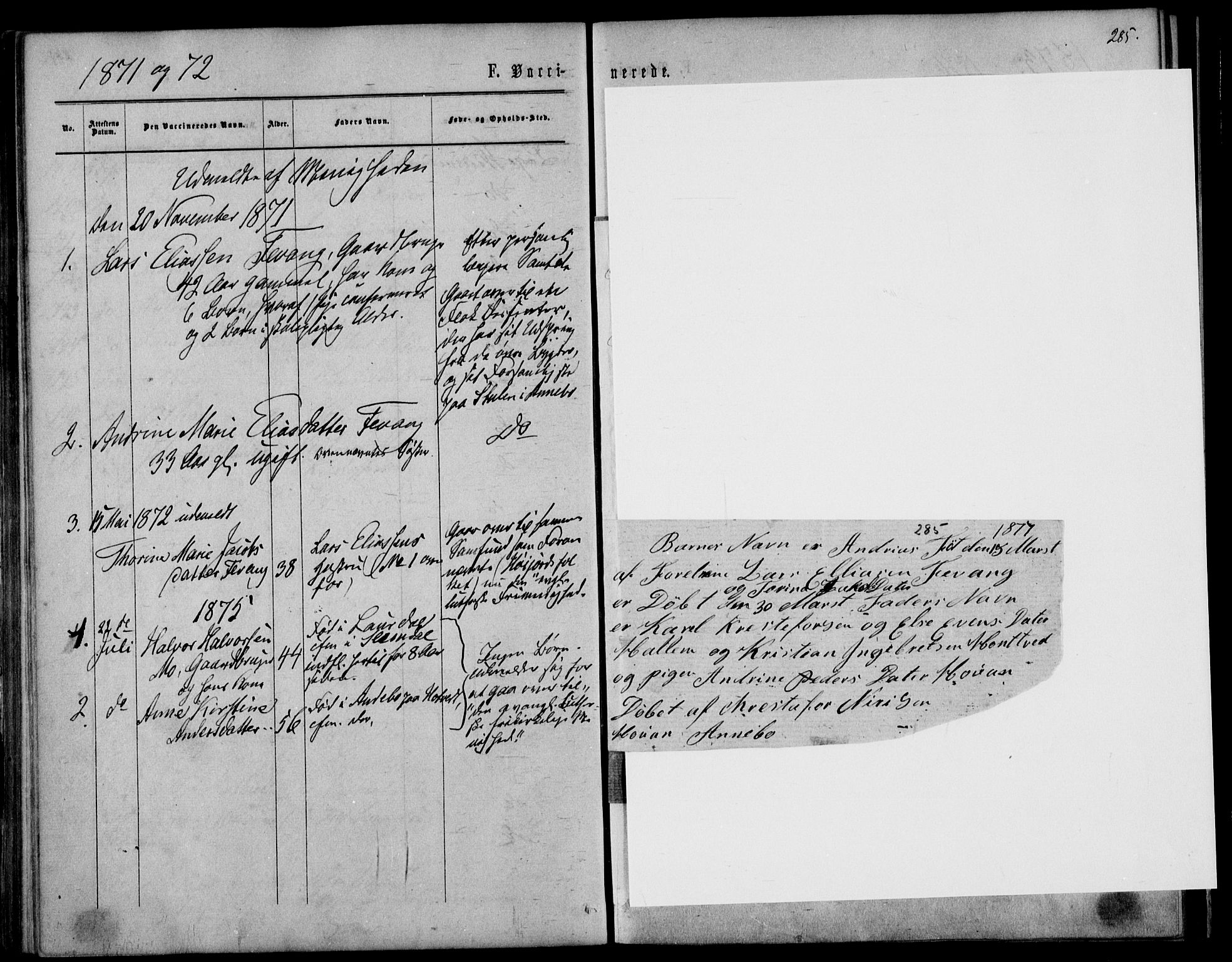 Sandar kirkebøker, SAKO/A-243/F/Fa/L0009: Parish register (official) no. 9, 1862-1871, p. 285