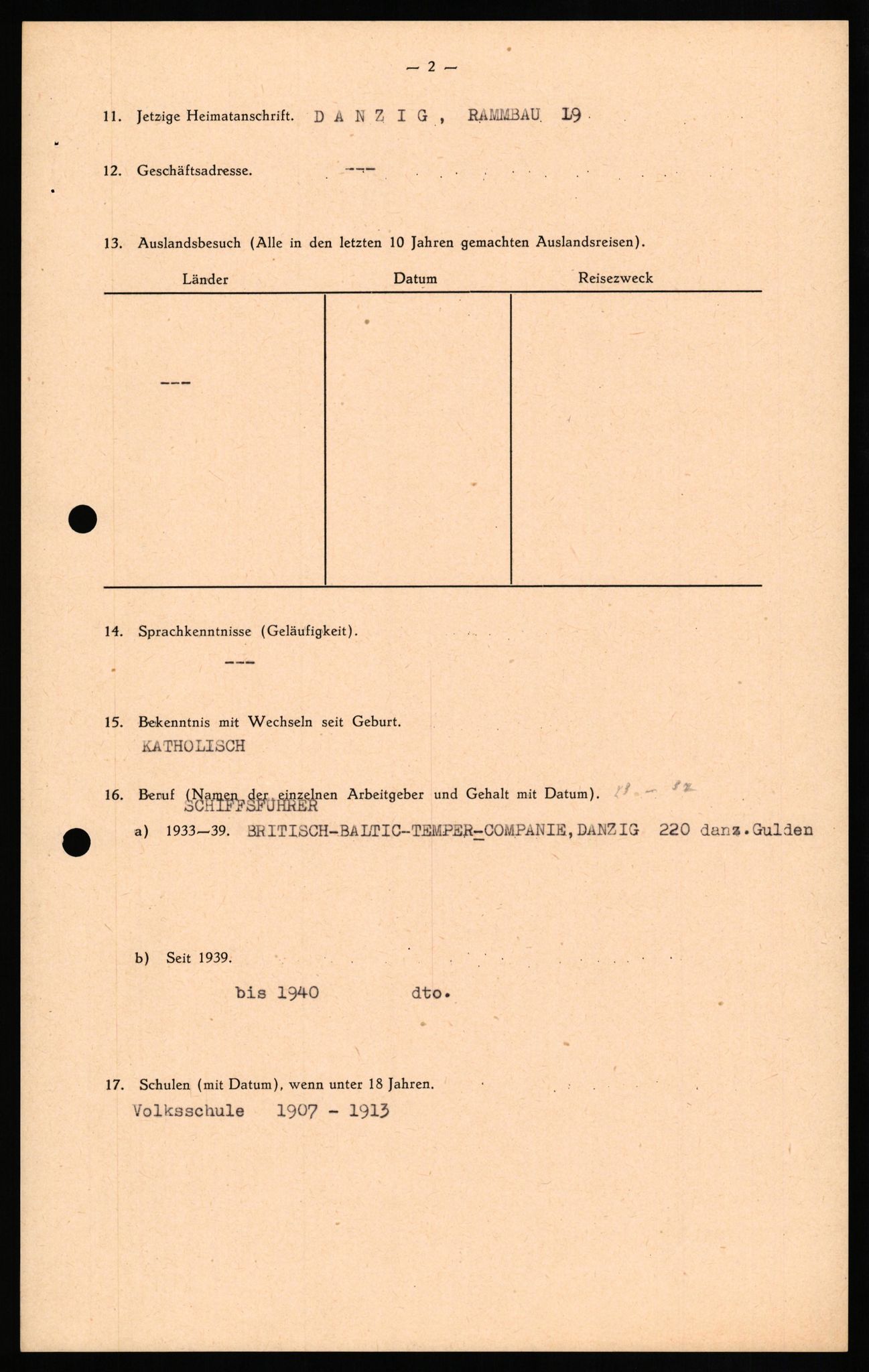 Forsvaret, Forsvarets overkommando II, AV/RA-RAFA-3915/D/Db/L0025: CI Questionaires. Tyske okkupasjonsstyrker i Norge. Tyskere., 1945-1946, p. 26