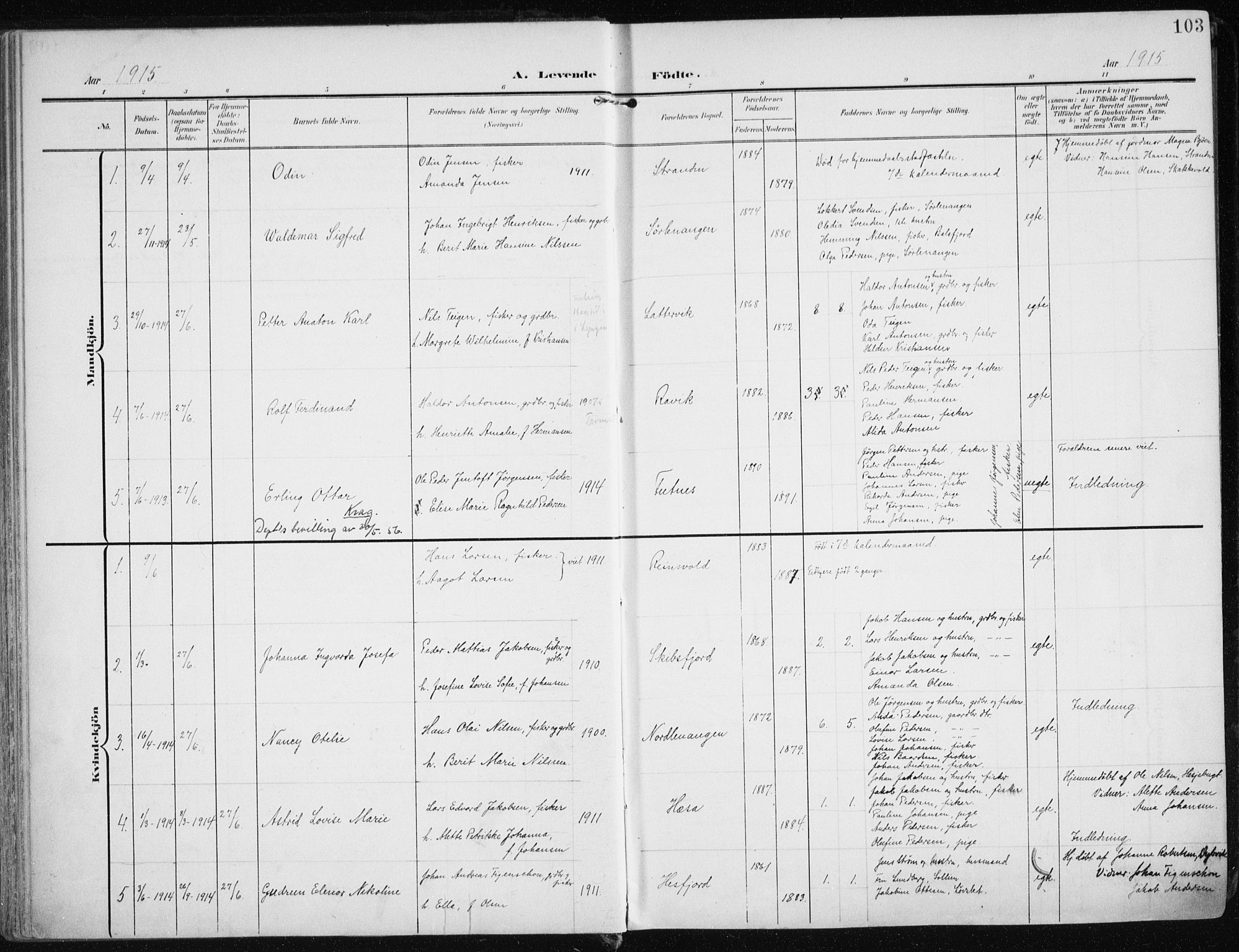 Karlsøy sokneprestembete, SATØ/S-1299/H/Ha/Haa/L0014kirke: Parish register (official) no. 14, 1903-1917, p. 103