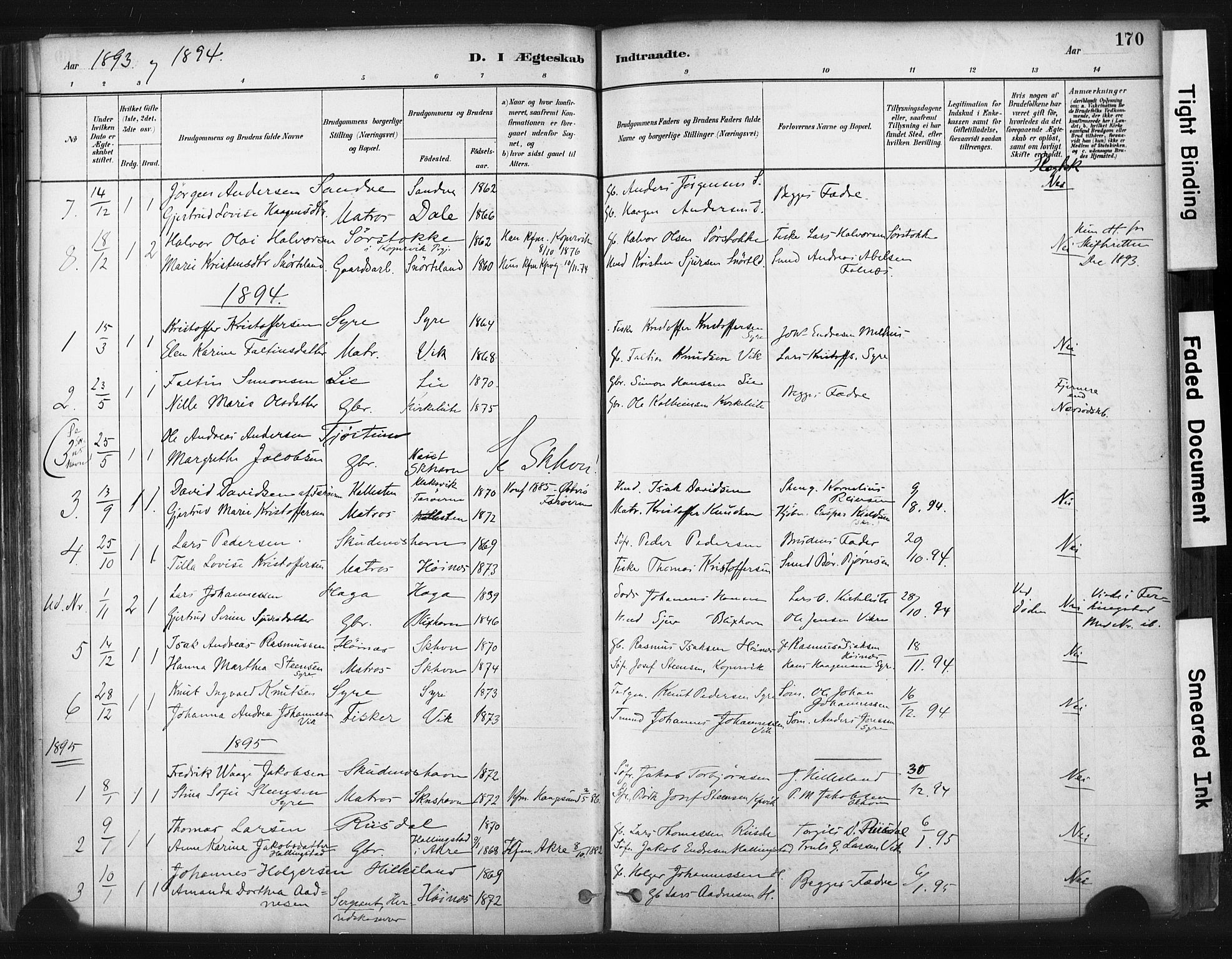 Skudenes sokneprestkontor, SAST/A -101849/H/Ha/Haa/L0009: Parish register (official) no. A 6, 1882-1912, p. 170