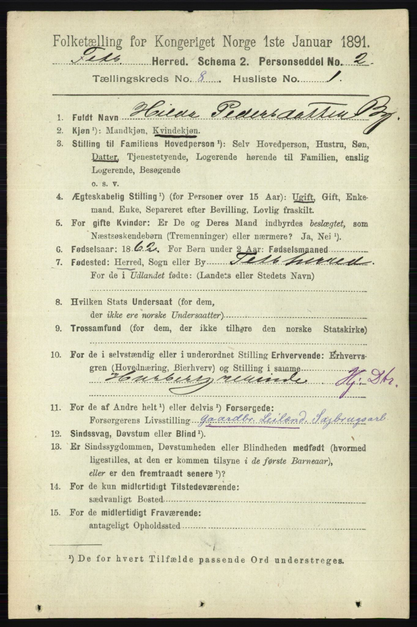 RA, 1891 census for 0227 Fet, 1891, p. 3045