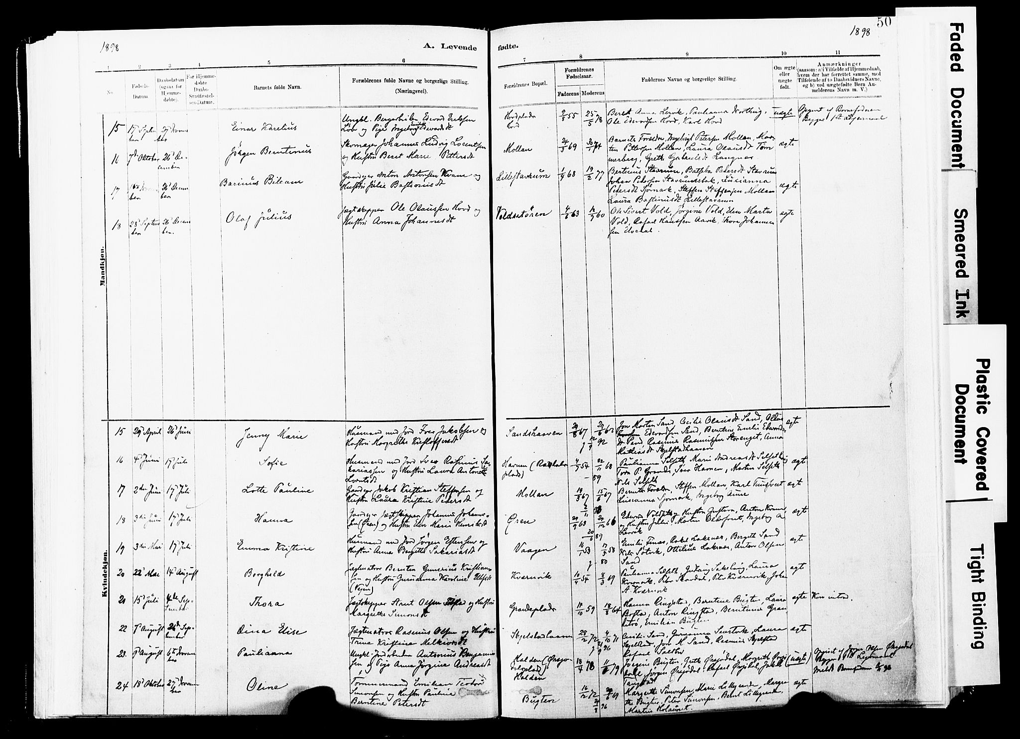 Ministerialprotokoller, klokkerbøker og fødselsregistre - Nord-Trøndelag, SAT/A-1458/744/L0420: Parish register (official) no. 744A04, 1882-1904, p. 50