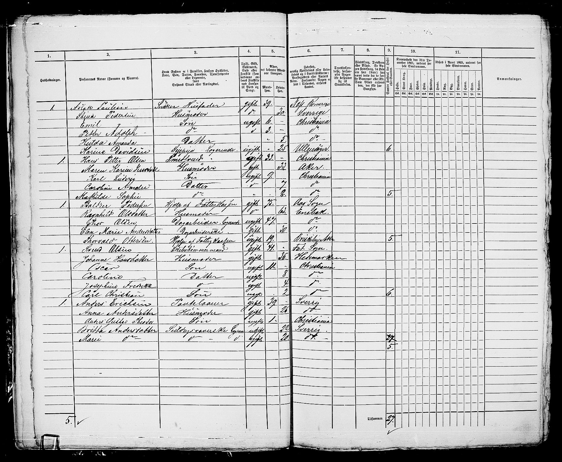 RA, 1865 census for Kristiania, 1865, p. 4434