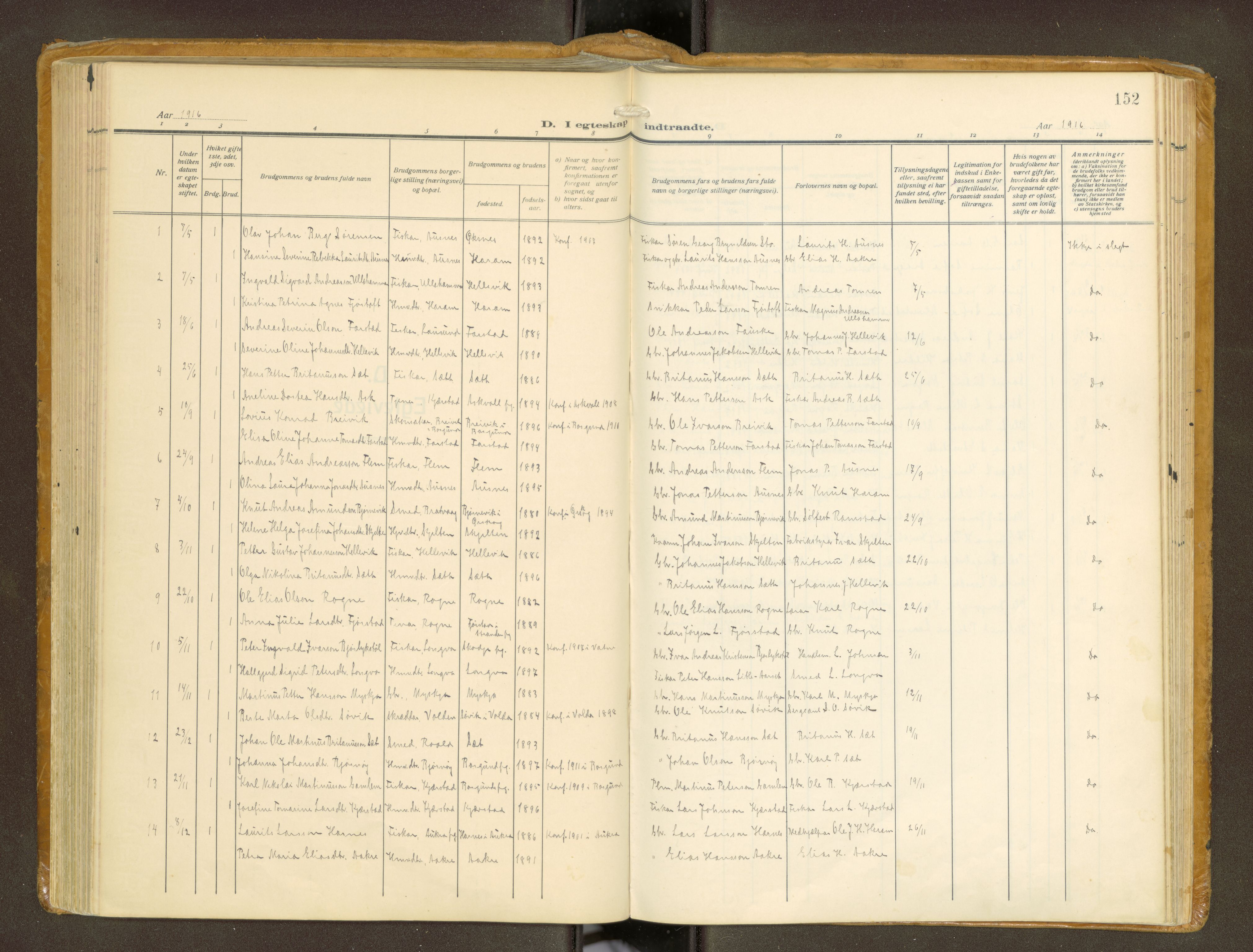 Ministerialprotokoller, klokkerbøker og fødselsregistre - Møre og Romsdal, SAT/A-1454/536/L0518: Parish register (official) no. 536A--, 1914-1931, p. 152