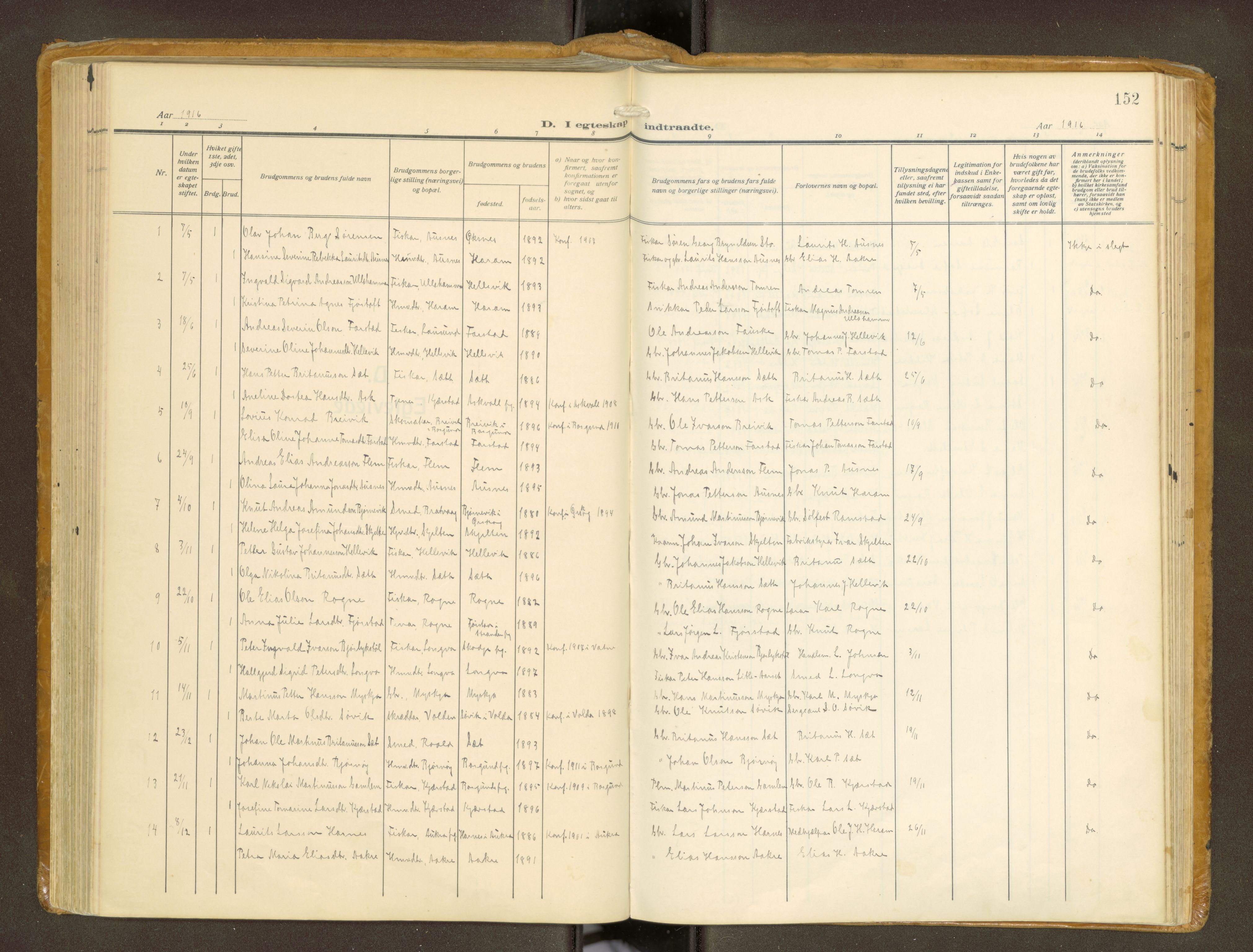 Ministerialprotokoller, klokkerbøker og fødselsregistre - Møre og Romsdal, AV/SAT-A-1454/536/L0518: Parish register (official) no. 536A--, 1914-1931, p. 152