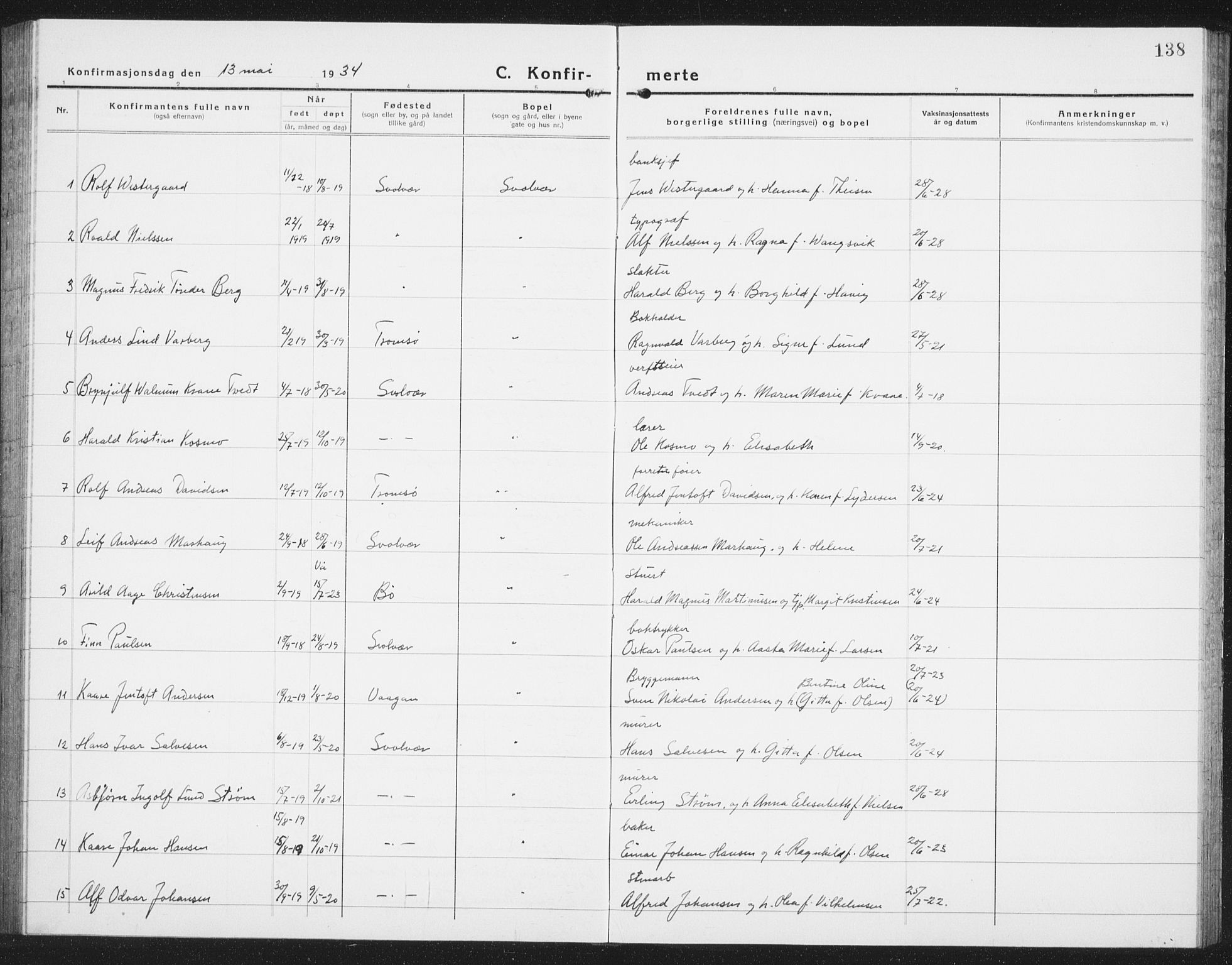 Ministerialprotokoller, klokkerbøker og fødselsregistre - Nordland, SAT/A-1459/877/L1117: Parish register (copy) no. 877C01, 1923-1942, p. 138