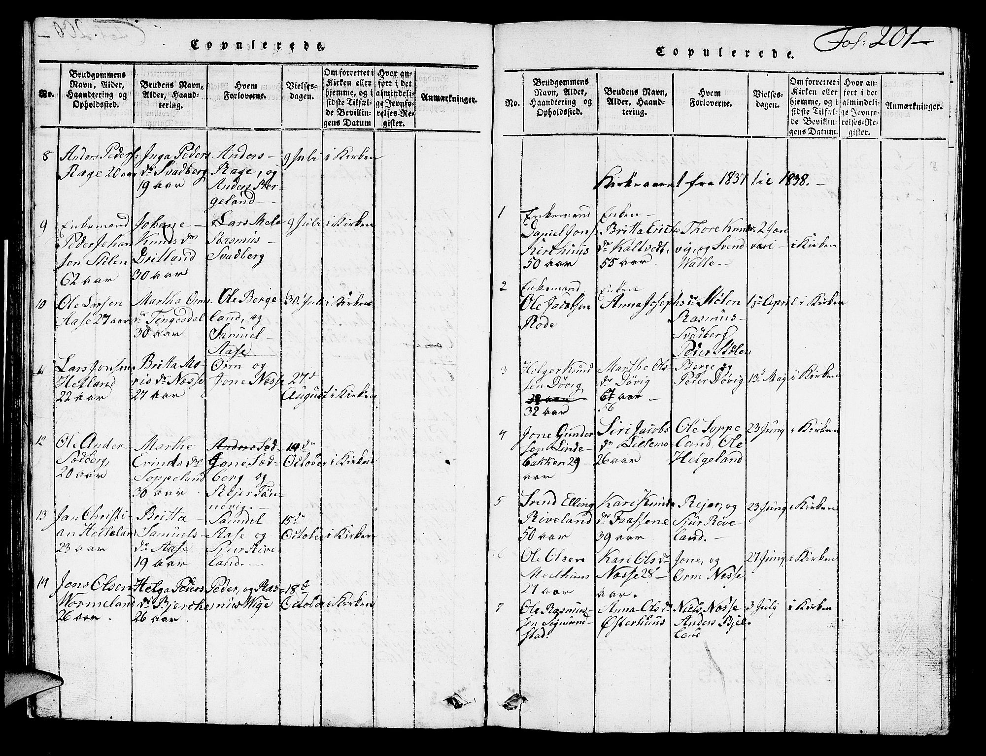 Hjelmeland sokneprestkontor, SAST/A-101843/01/V/L0002: Parish register (copy) no. B 2, 1816-1841, p. 201