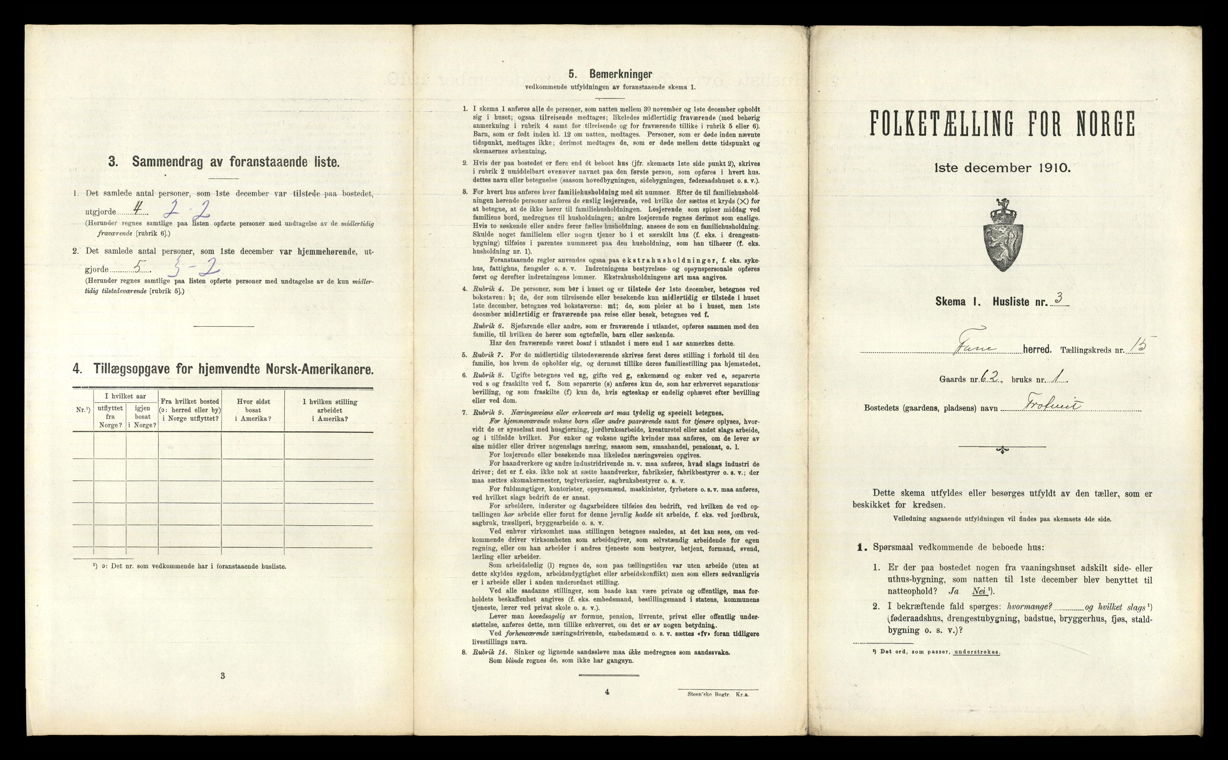 RA, 1910 census for Fana, 1910, p. 2177