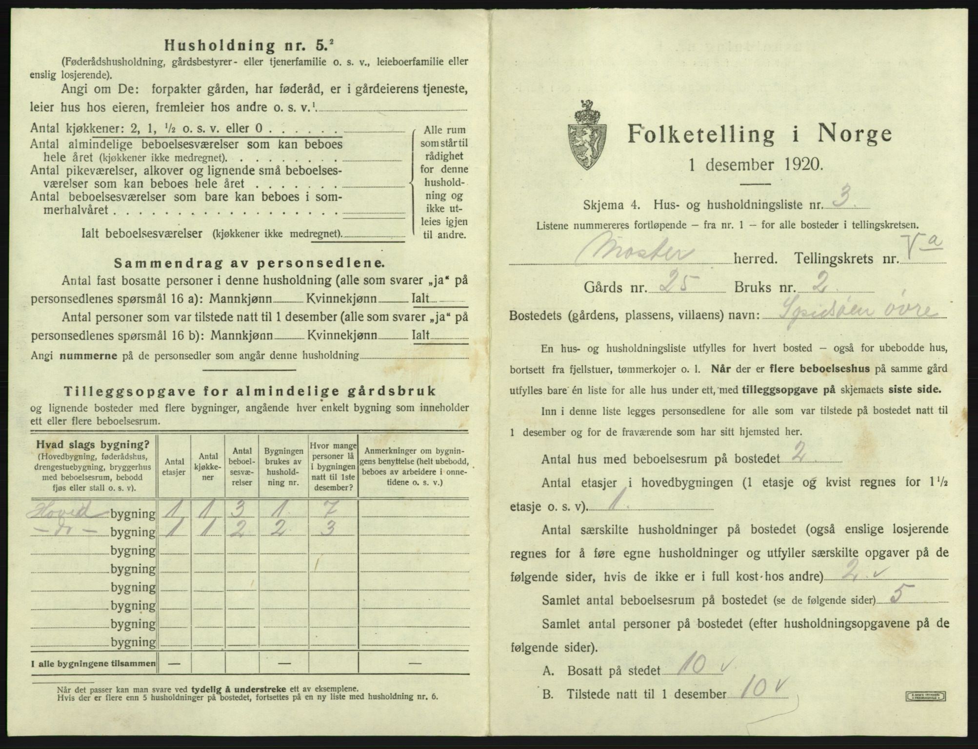 SAB, 1920 census for Moster, 1920, p. 230