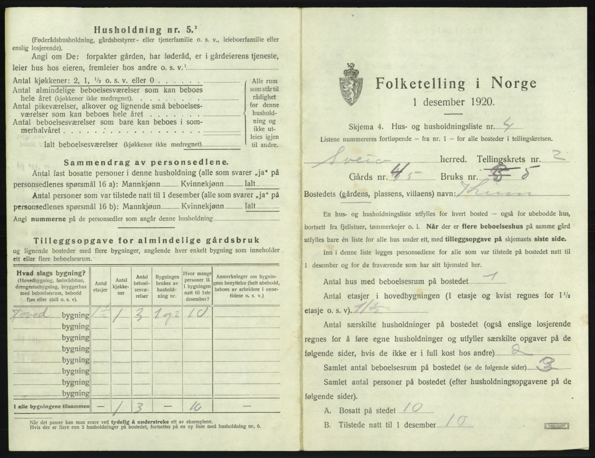 SAB, 1920 census for Sveio, 1920, p. 123