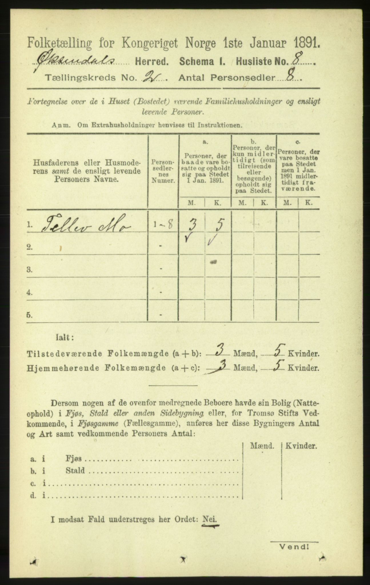 RA, 1891 census for 1561 Øksendal, 1891, p. 220