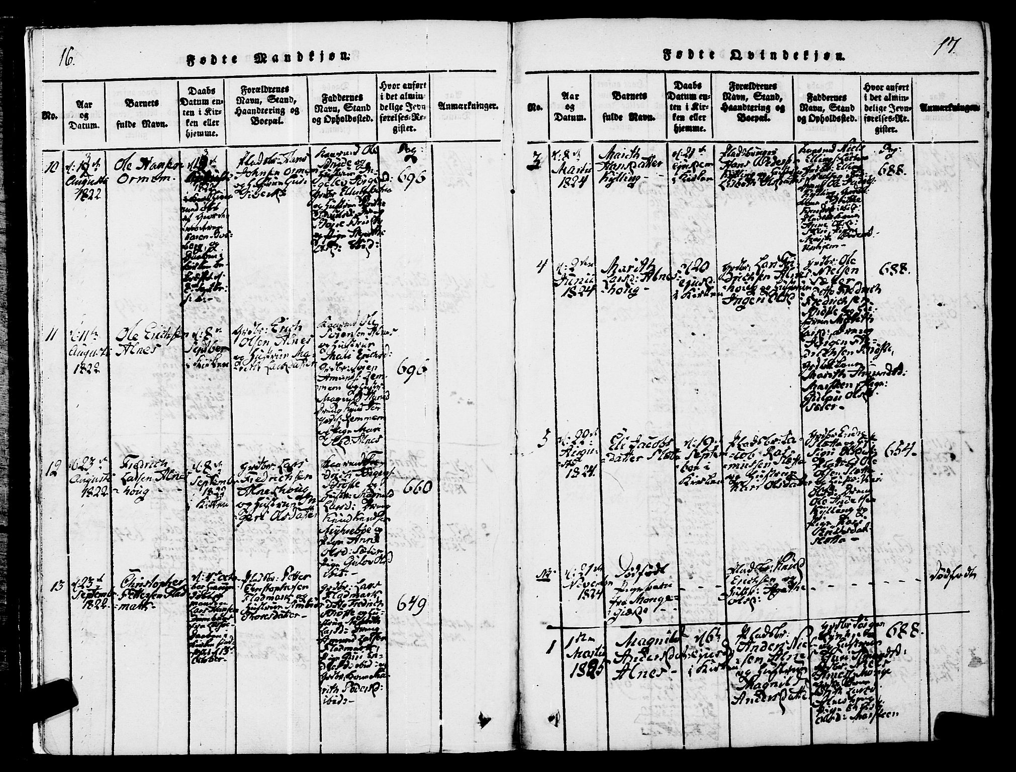 Ministerialprotokoller, klokkerbøker og fødselsregistre - Møre og Romsdal, SAT/A-1454/546/L0593: Parish register (official) no. 546A01, 1818-1853, p. 16-17