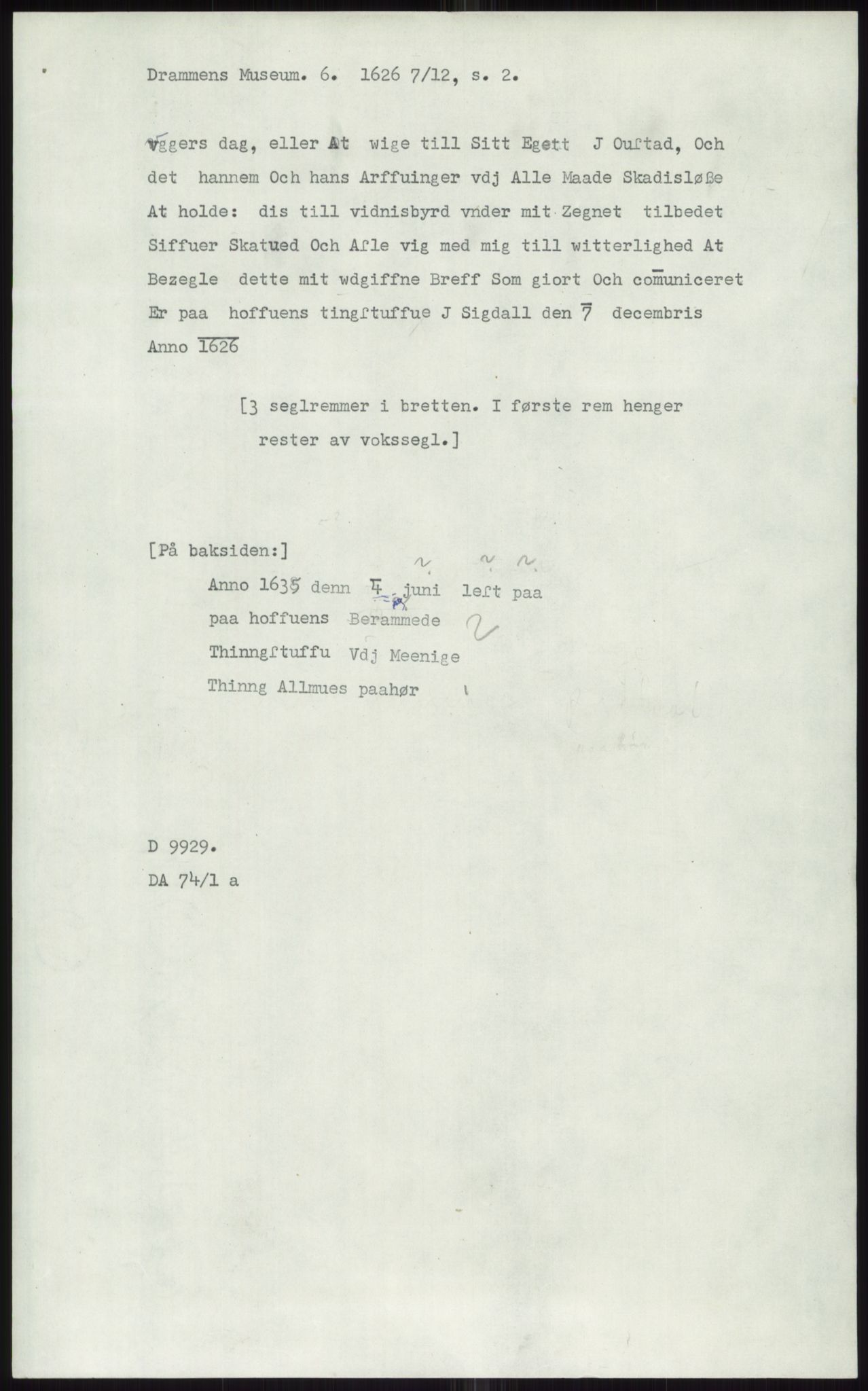 Samlinger til kildeutgivelse, Diplomavskriftsamlingen, AV/RA-EA-4053/H/Ha, p. 1629