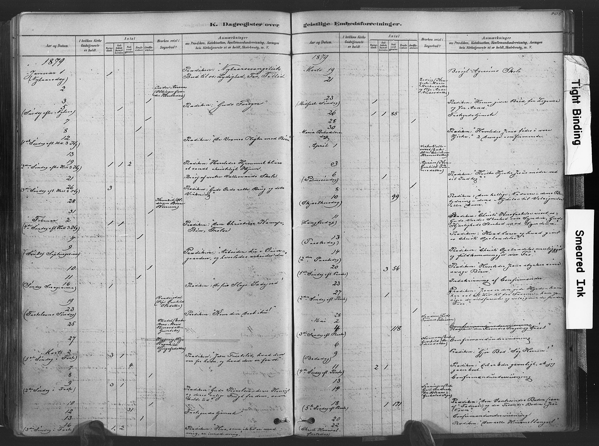 Høvåg sokneprestkontor, SAK/1111-0025/F/Fa/L0005: Parish register (official) no. A 5, 1878-1893, p. 408