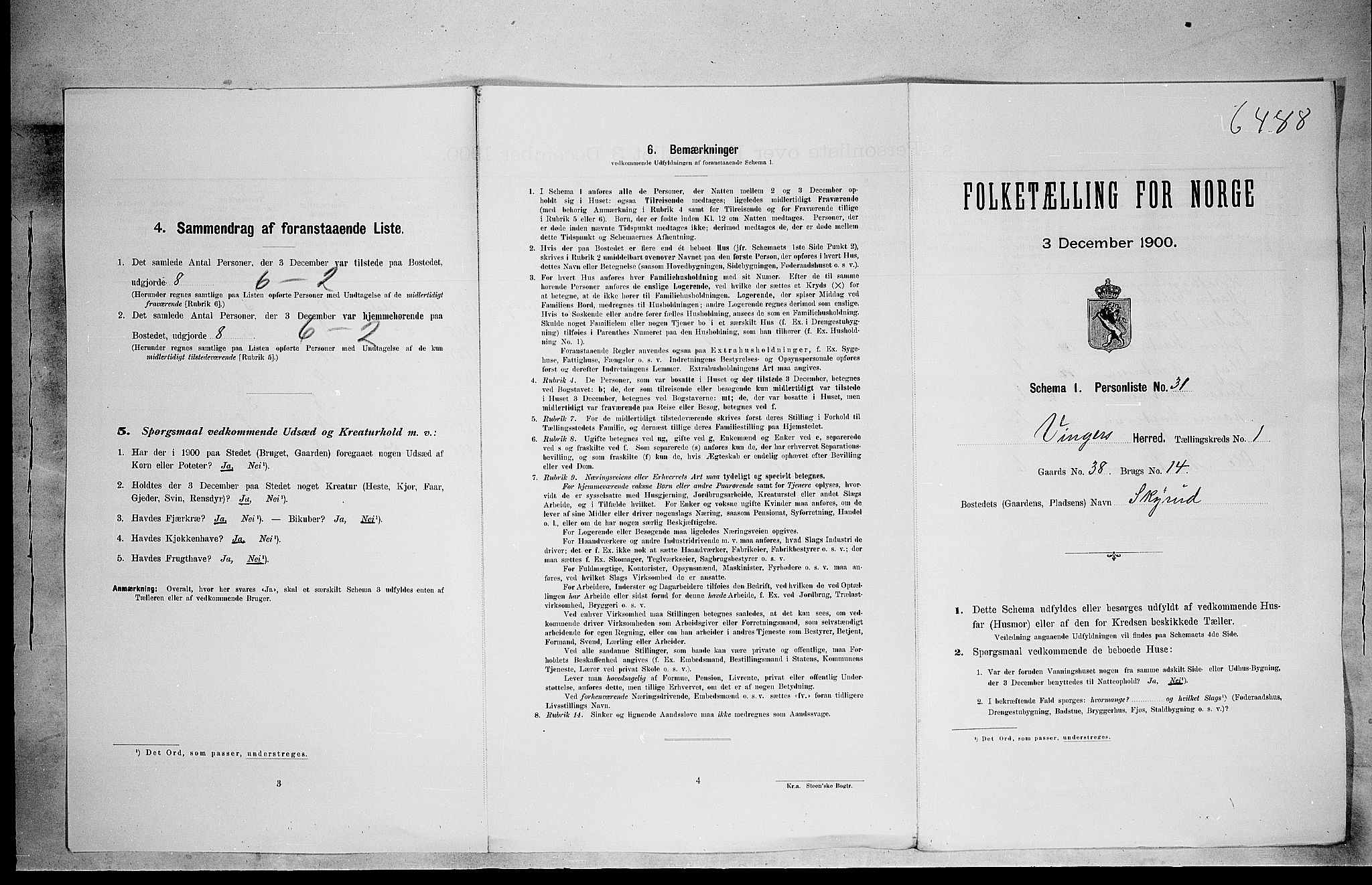 SAH, 1900 census for Vinger, 1900, p. 200