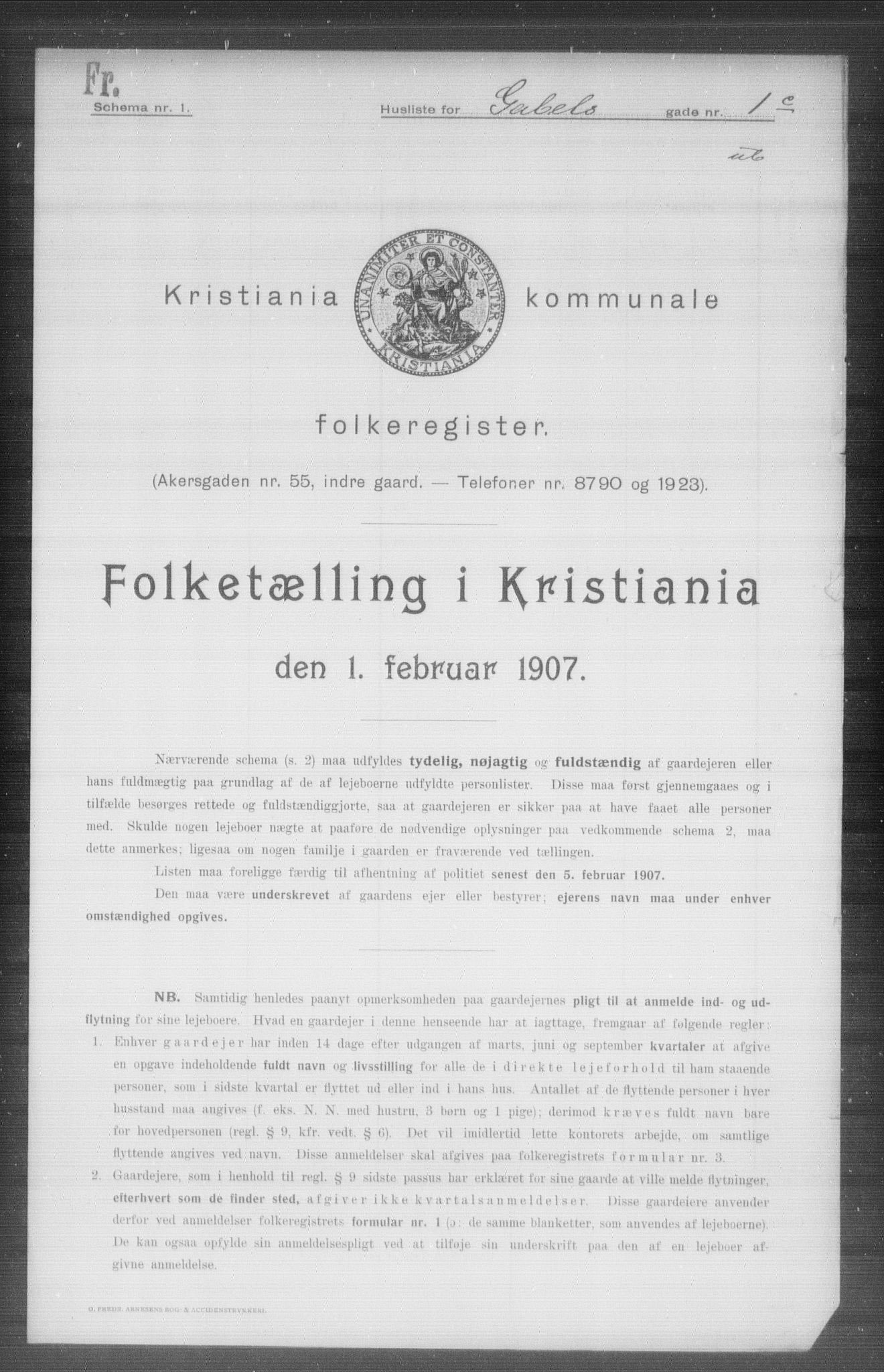 OBA, Municipal Census 1907 for Kristiania, 1907, p. 14489