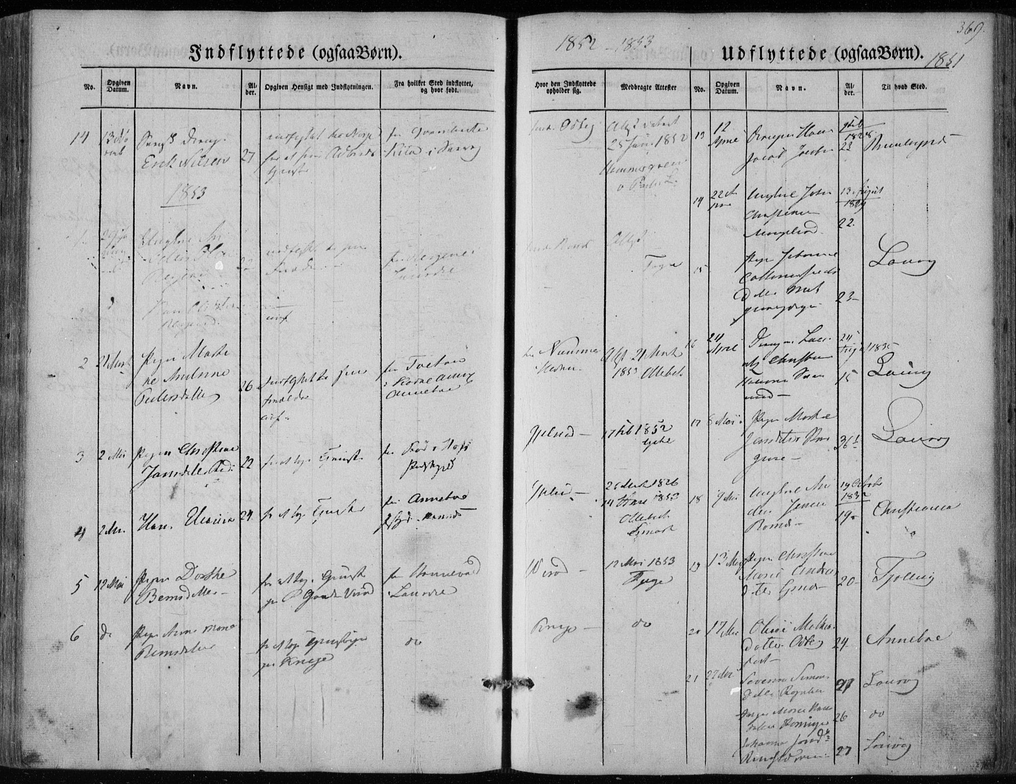 Hedrum kirkebøker, AV/SAKO-A-344/F/Fa/L0006: Parish register (official) no. I 6, 1849-1857, p. 369