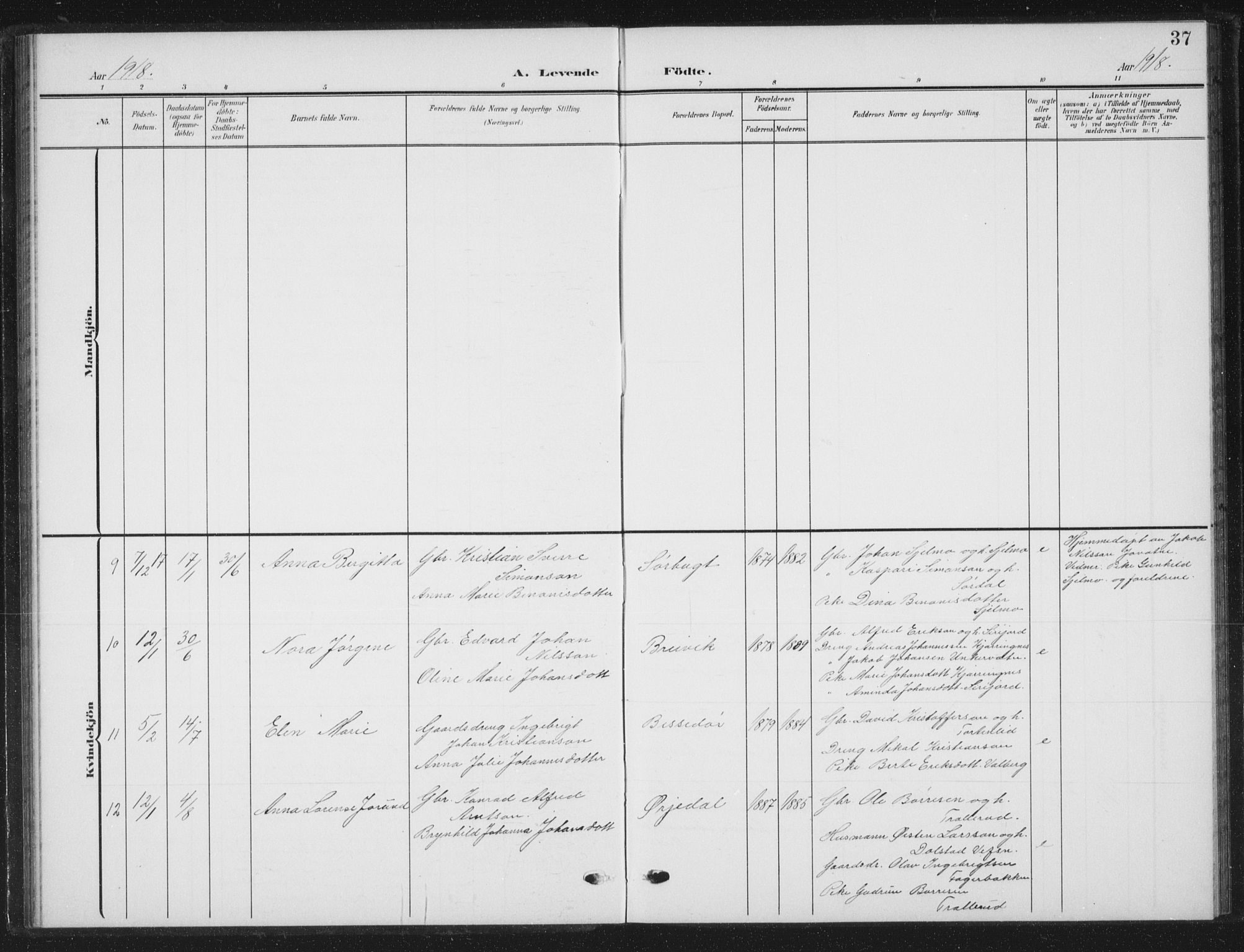 Ministerialprotokoller, klokkerbøker og fødselsregistre - Nordland, AV/SAT-A-1459/823/L0331: Parish register (copy) no. 823C03, 1905-1934, p. 37