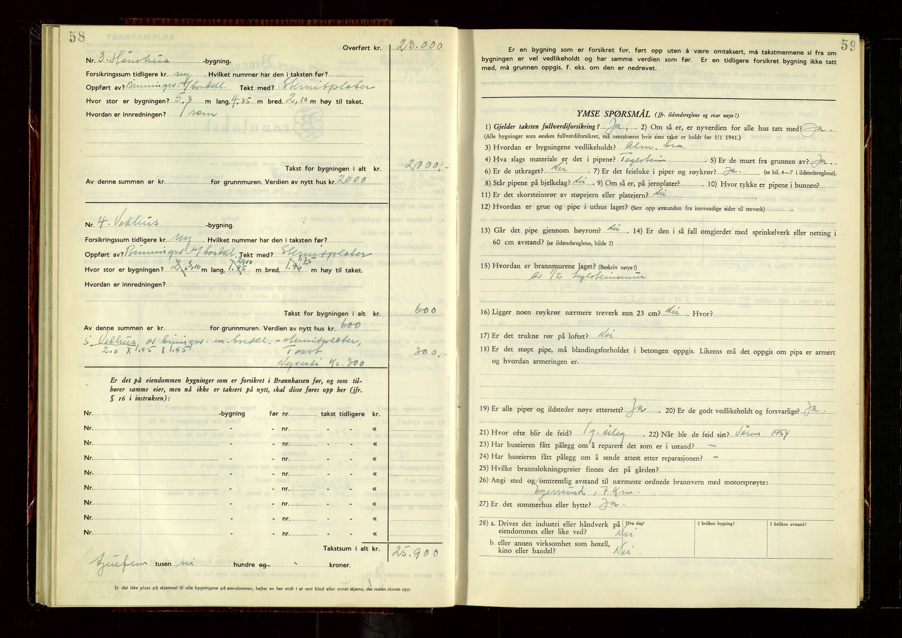 Helleland lensmannskontor, AV/SAST-A-100209/Gob/L0005: "Brandtakstprotokoll", 1950-1955, p. 58-59