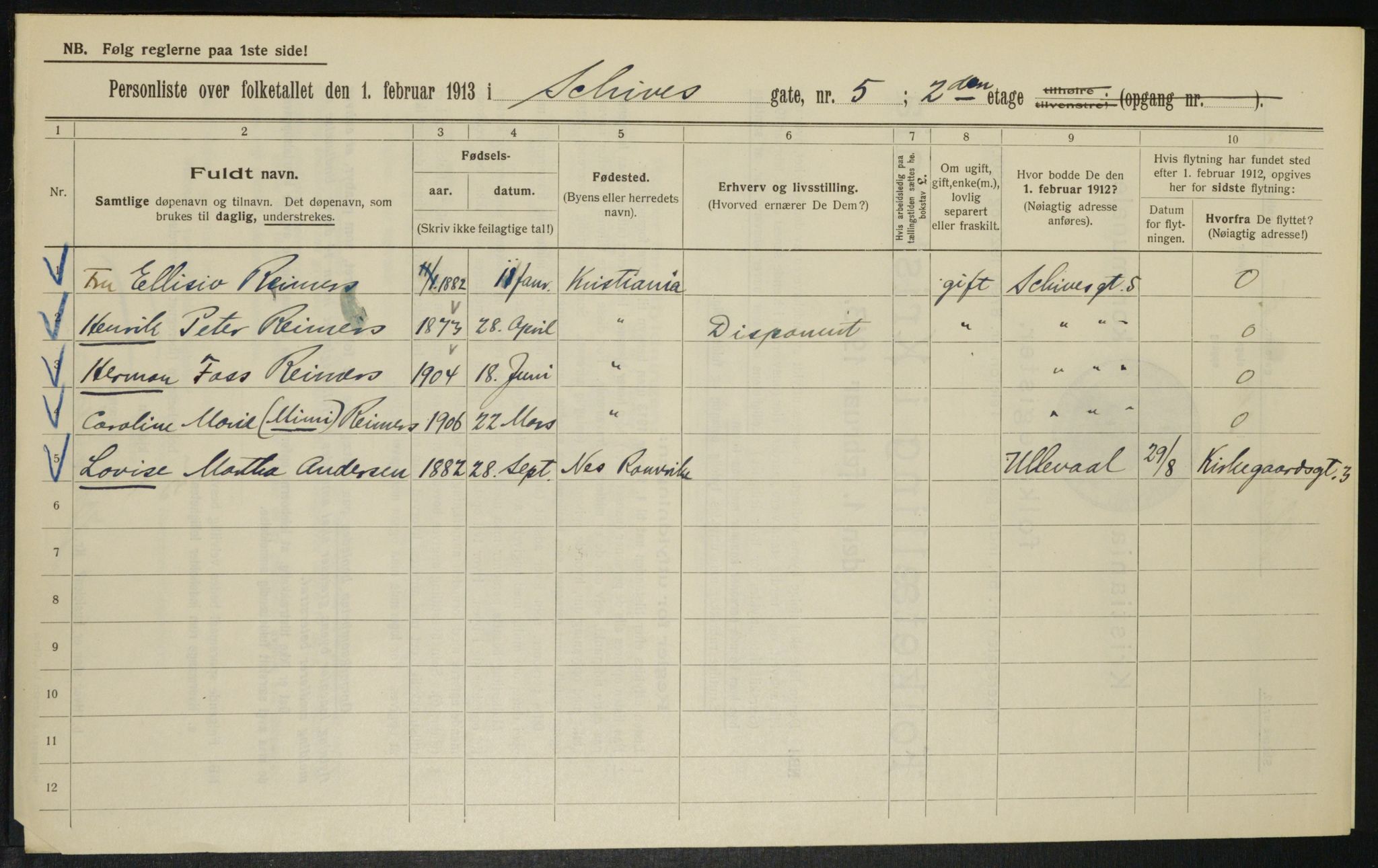 OBA, Municipal Census 1913 for Kristiania, 1913, p. 89563