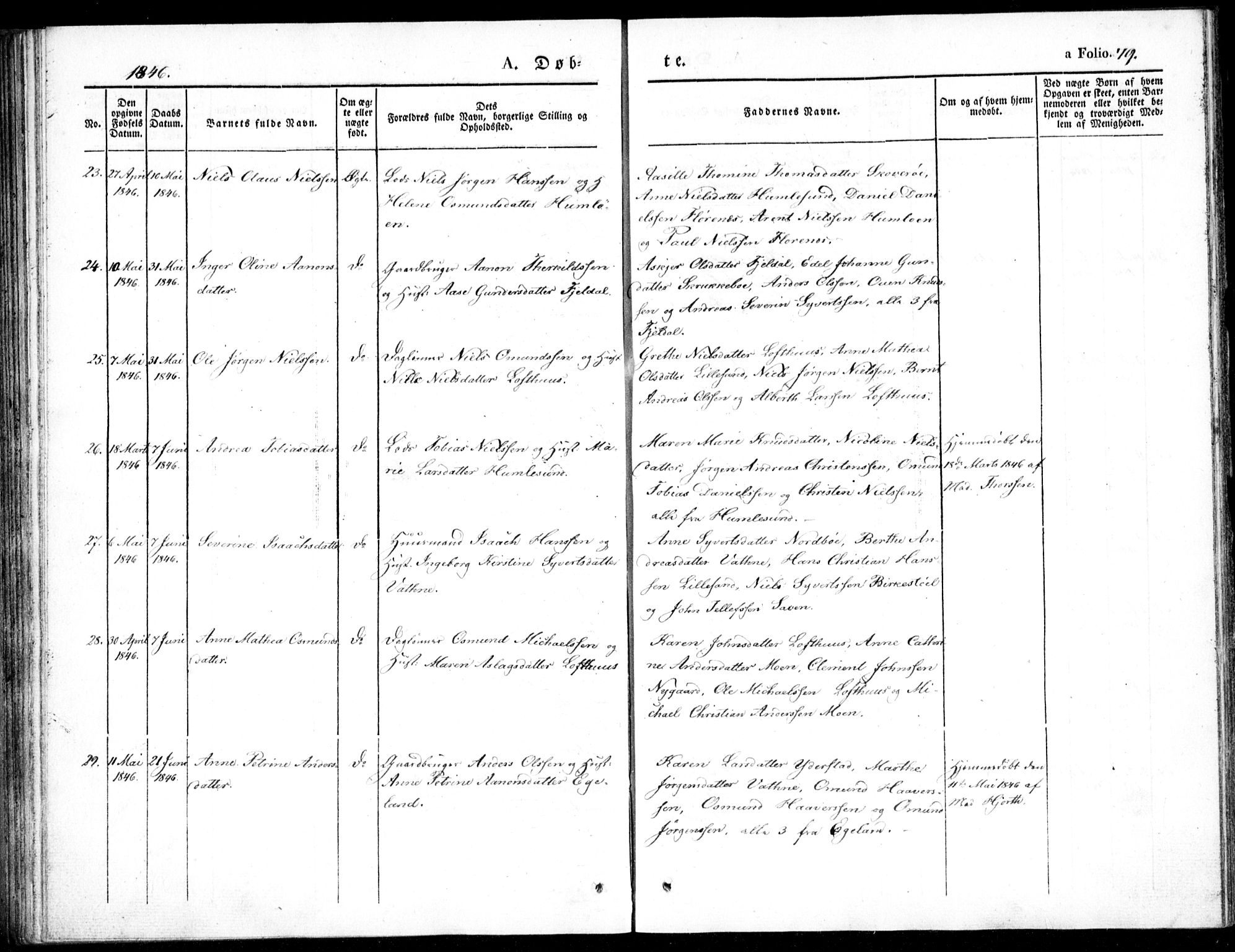 Vestre Moland sokneprestkontor, AV/SAK-1111-0046/F/Fb/Fbb/L0002: Parish register (copy) no. B 2, 1836-1851, p. 79