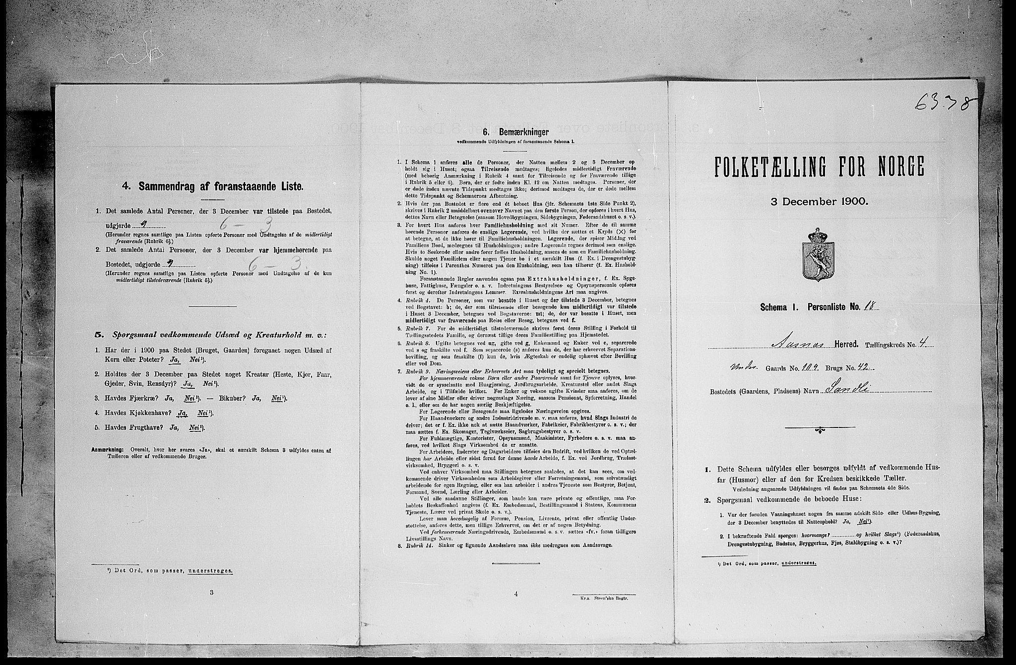 SAH, 1900 census for Åsnes, 1900, p. 602