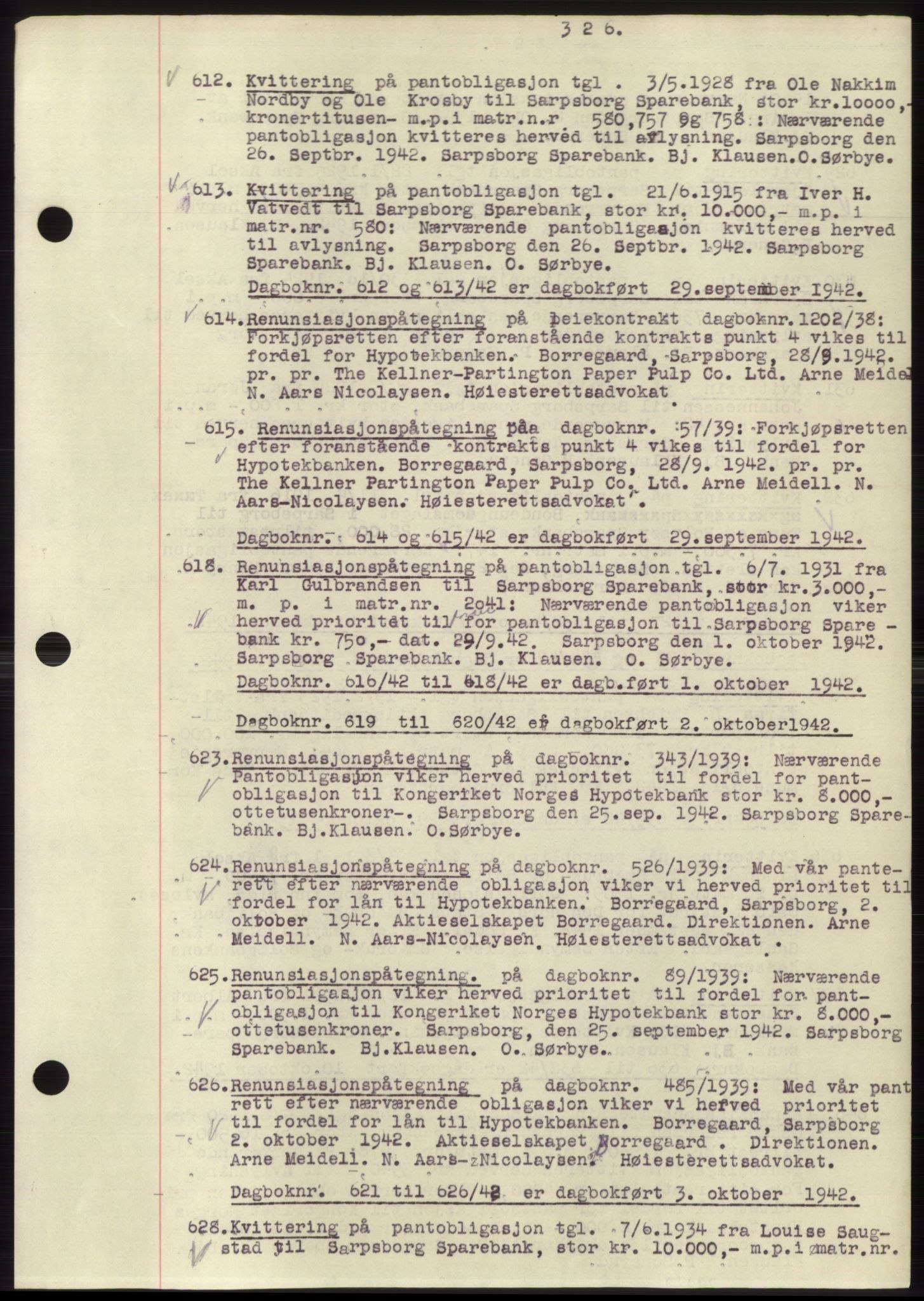 Sarpsborg byfogd, SAO/A-10864/G/Ga/Gae/L0001: Mortgage book no. C1, 1943-1951, Deed date: 29.09.1942