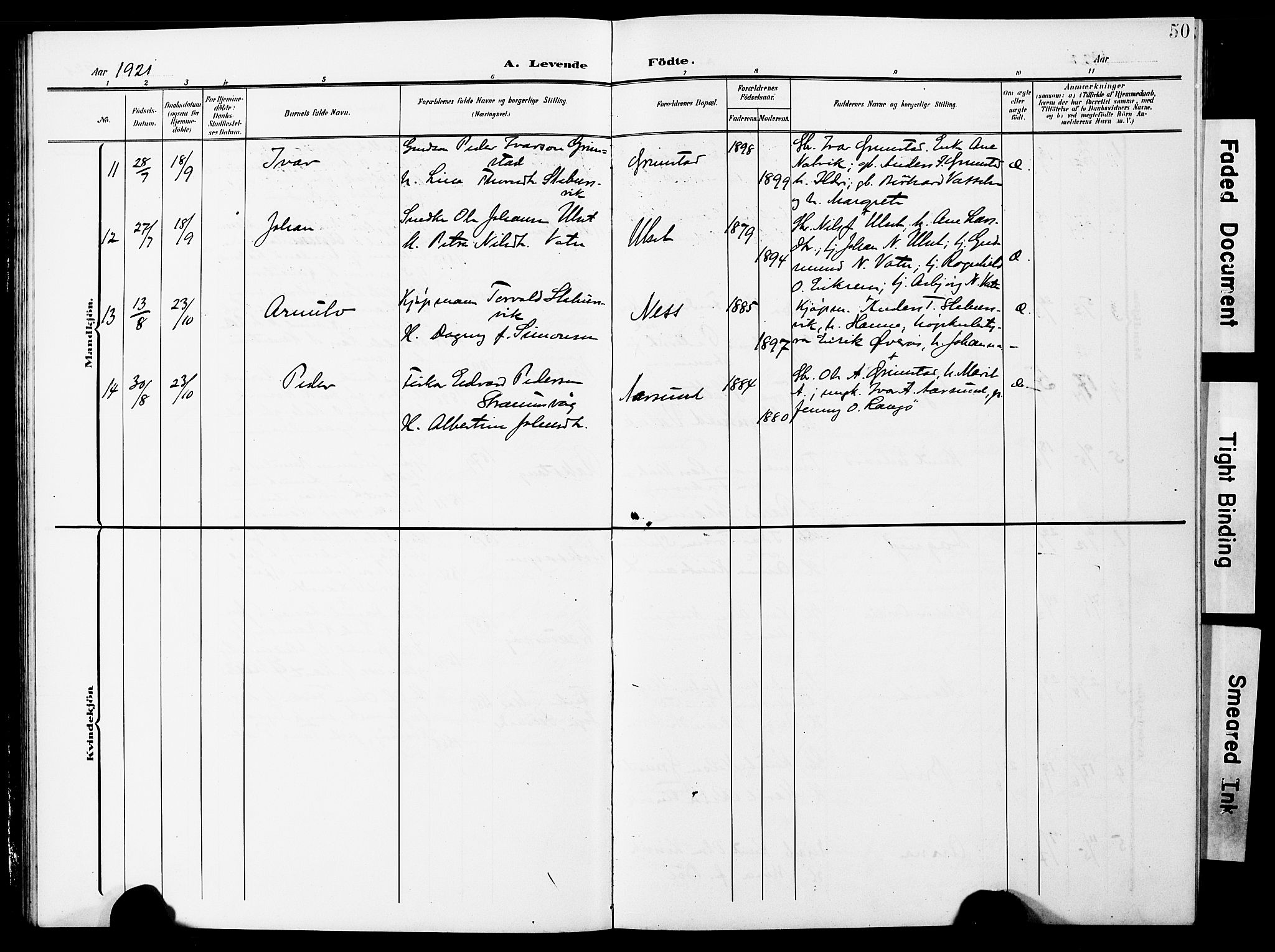 Ministerialprotokoller, klokkerbøker og fødselsregistre - Møre og Romsdal, AV/SAT-A-1454/587/L1001: Parish register (copy) no. 587C01, 1906-1927, p. 50