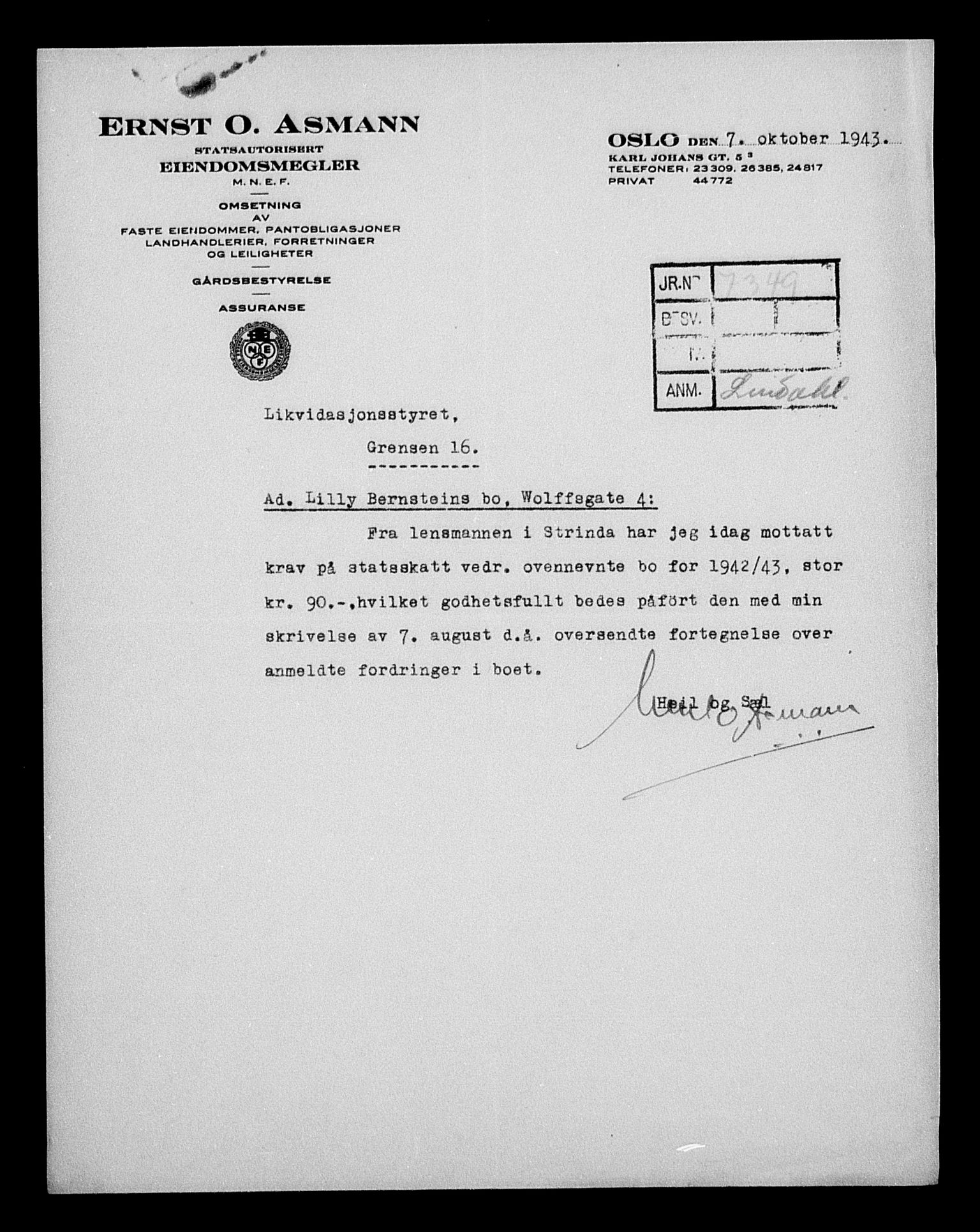 Justisdepartementet, Tilbakeføringskontoret for inndratte formuer, AV/RA-S-1564/H/Hc/Hcc/L0922: --, 1945-1947, p. 35