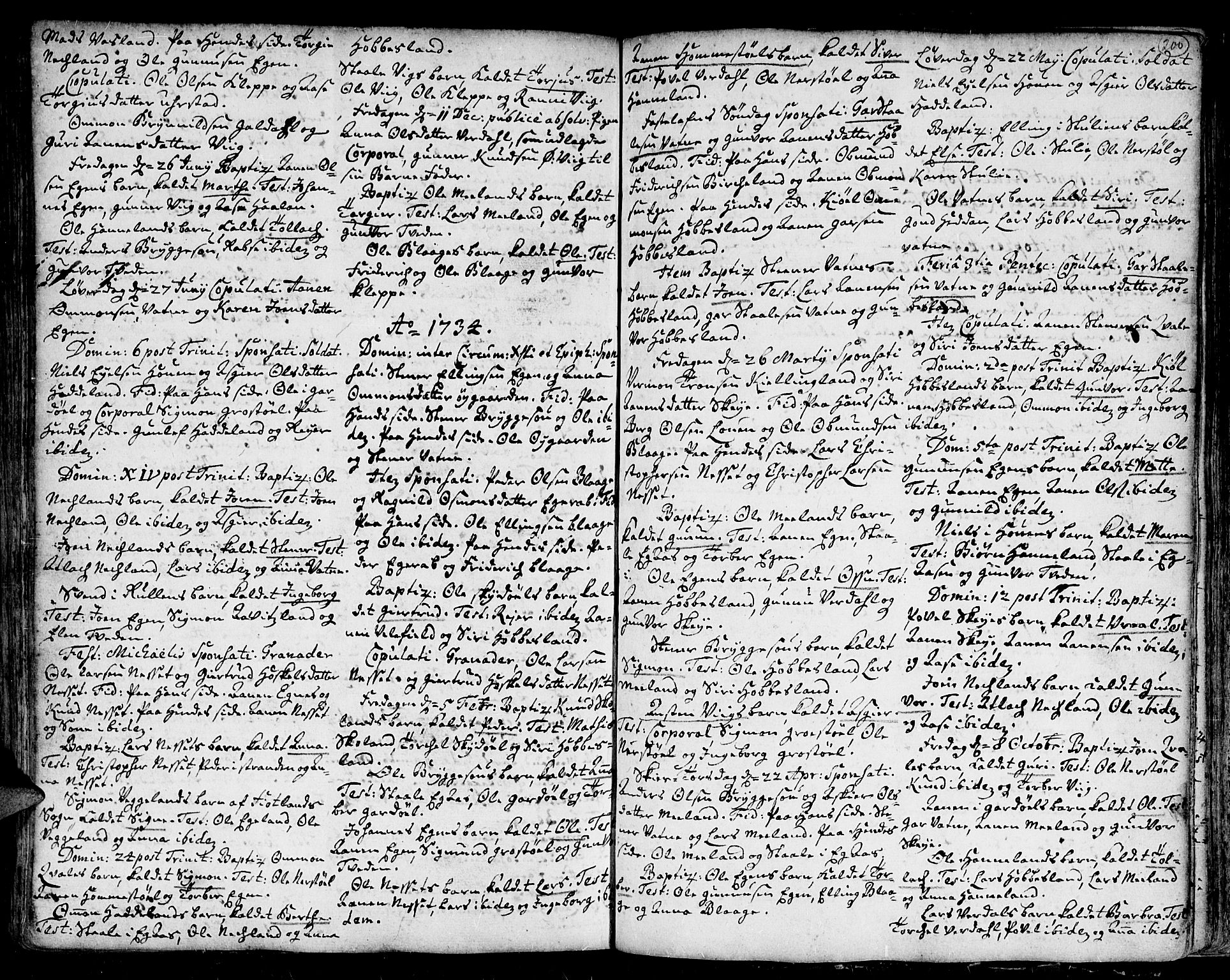 Kvinesdal sokneprestkontor, SAK/1111-0026/F/Fa/Fab/L0001: Parish register (official) no. A 1 /4, 1710-1760, p. 200