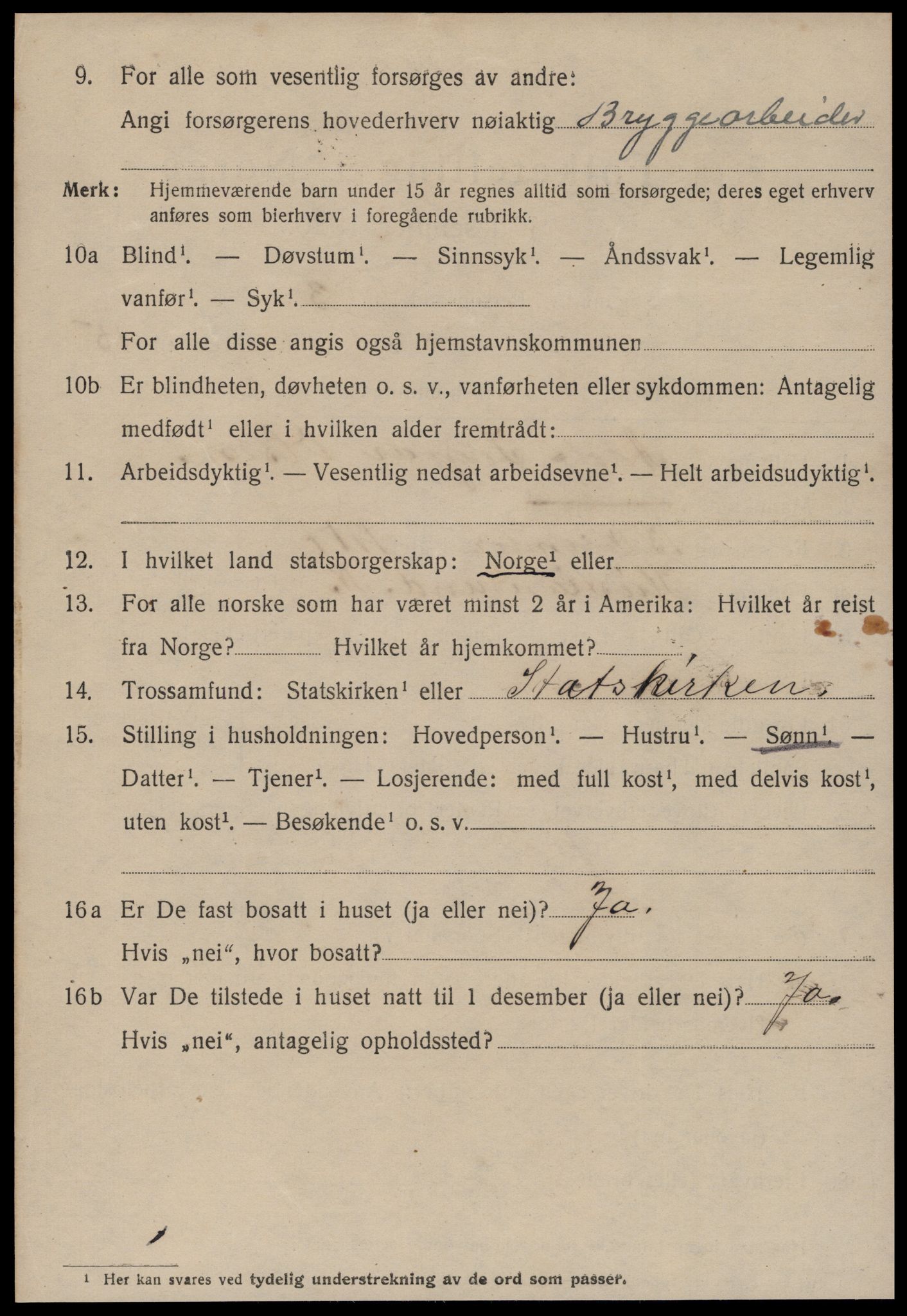 SAT, 1920 census for Kristiansund, 1920, p. 30898