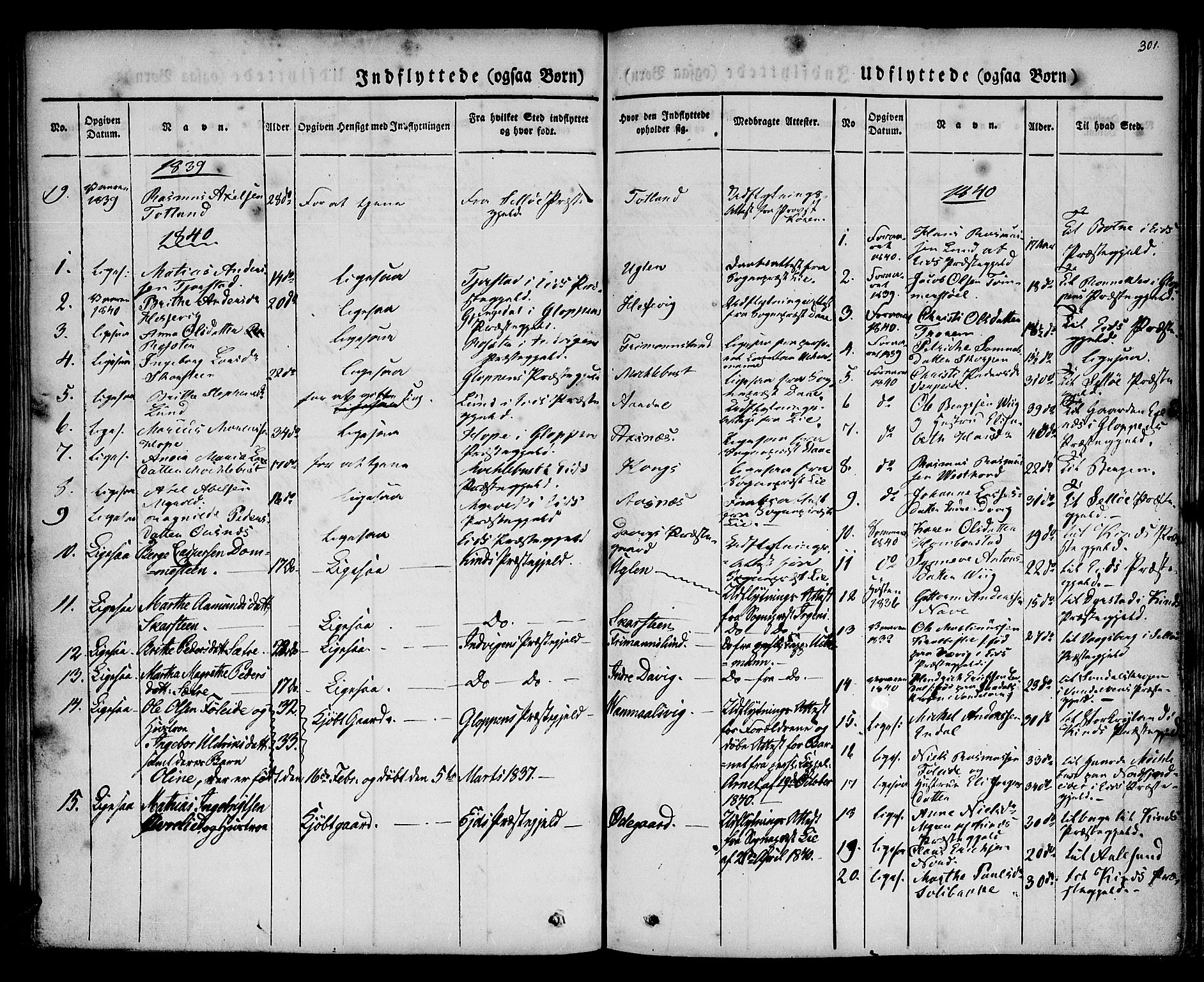 Davik sokneprestembete, AV/SAB-A-79701/H/Haa/Haaa/L0004: Parish register (official) no. A 4, 1830-1849, p. 301