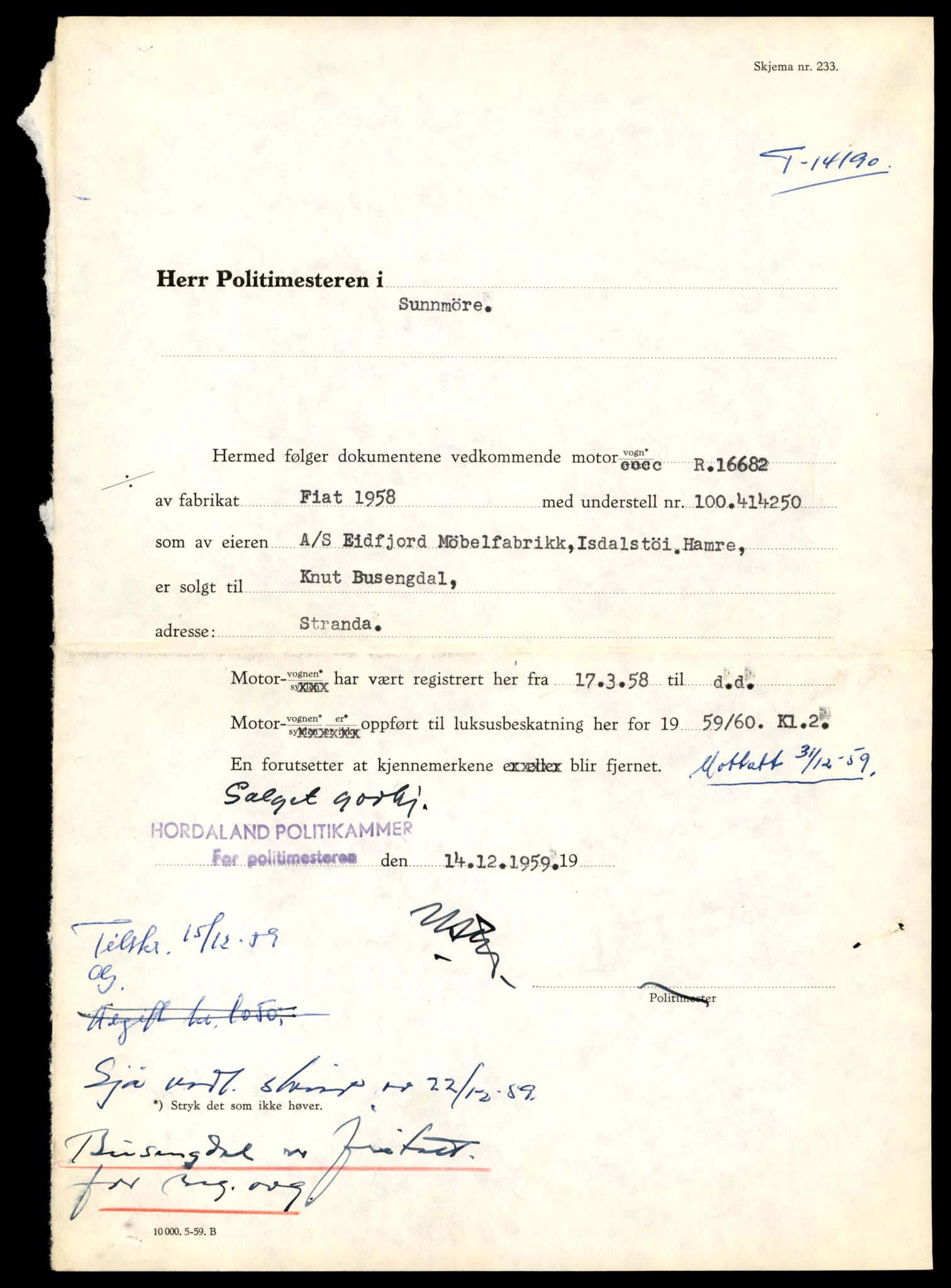 Møre og Romsdal vegkontor - Ålesund trafikkstasjon, AV/SAT-A-4099/F/Fe/L0043: Registreringskort for kjøretøy T 14080 - T 14204, 1927-1998, p. 2927