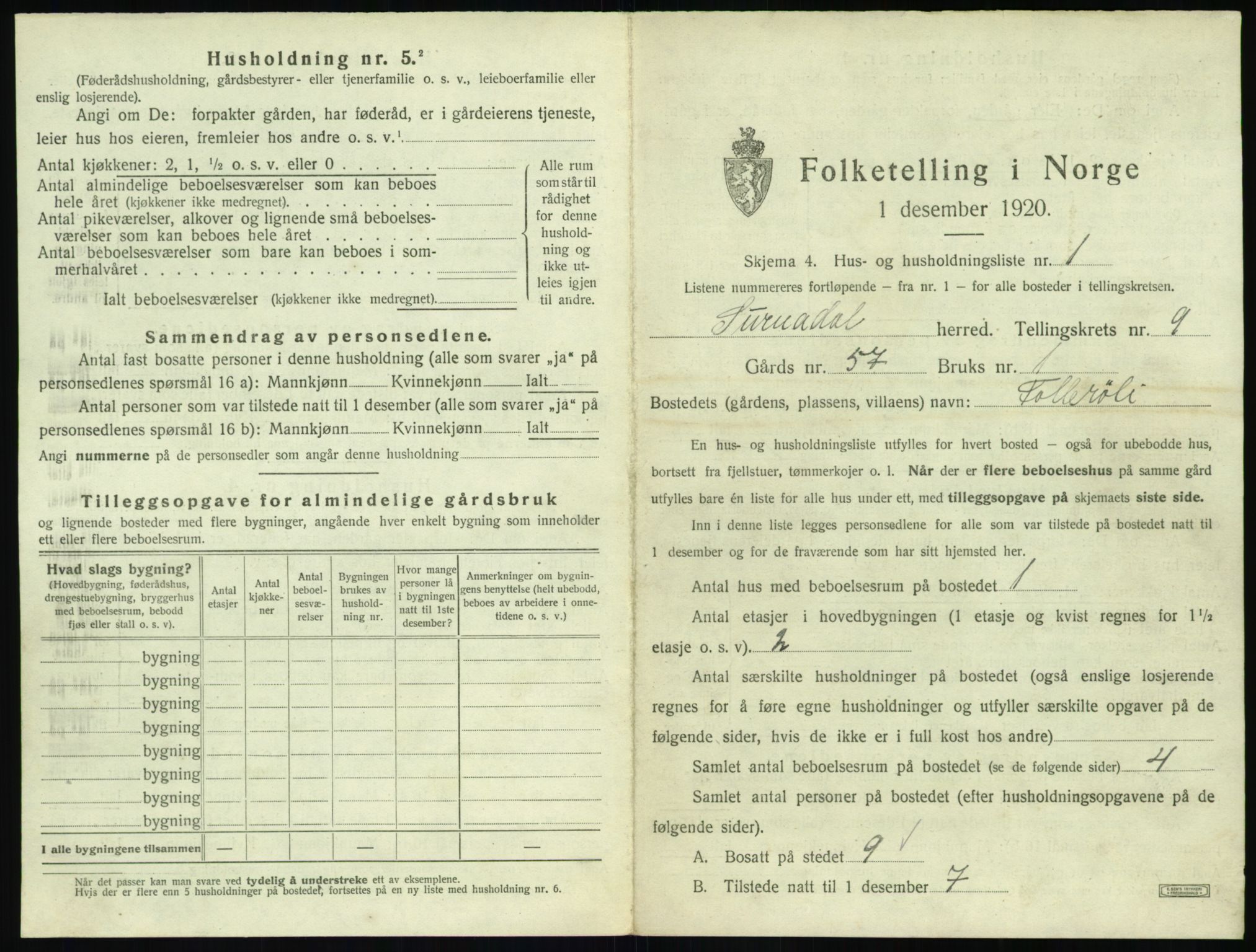 SAT, 1920 census for Surnadal, 1920, p. 931
